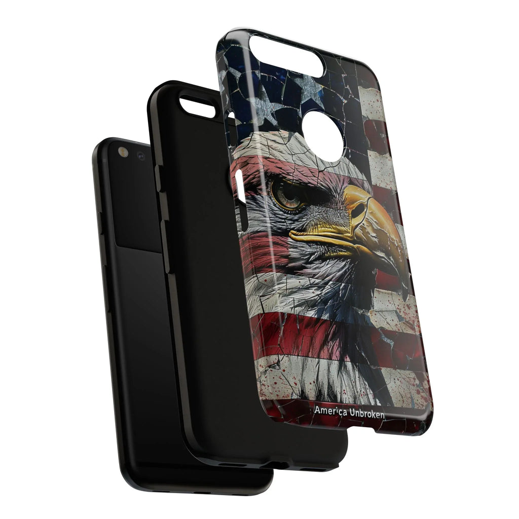 American Flag Bald Eagle phone case | Patriotic iPhone cover, cracked vintage flag design - 250 USA Celebration