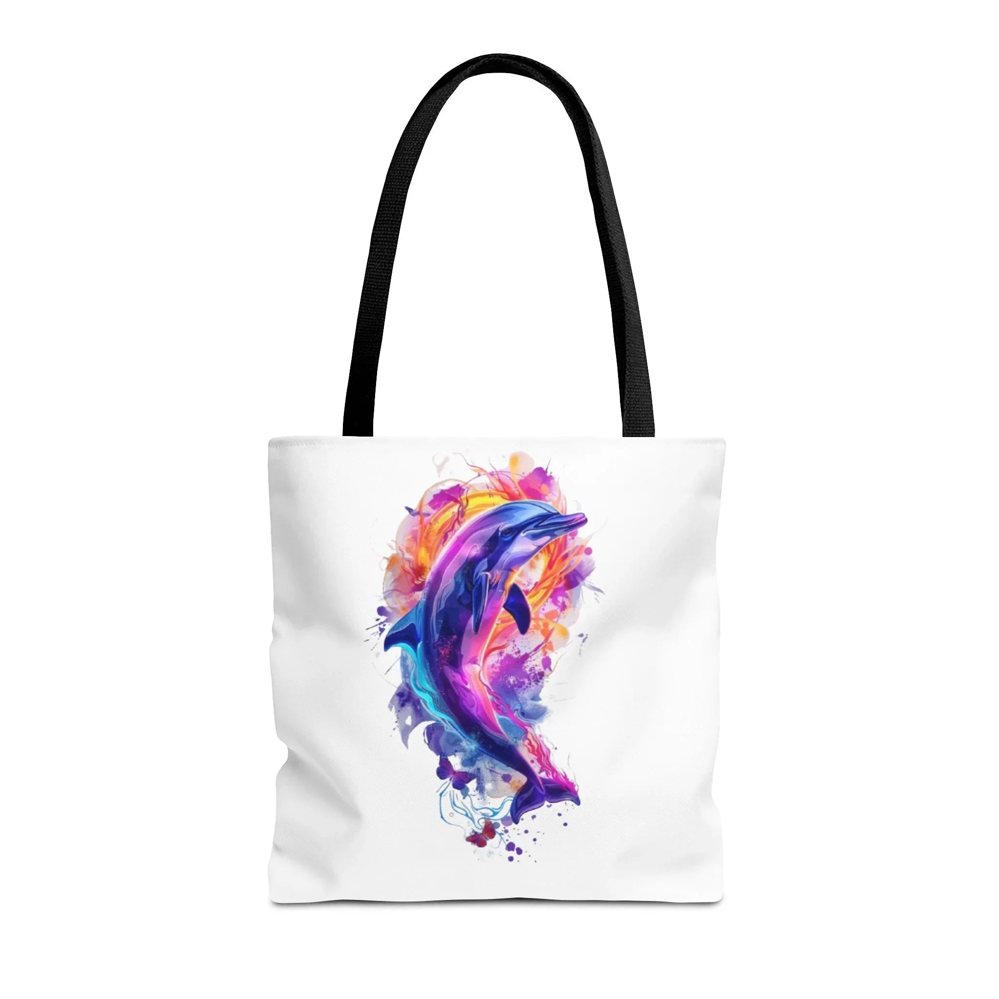 Colorful Watercolor Dolphin Tote Bag | Vibrant Splash Ocean Art - 250 USA Celebration