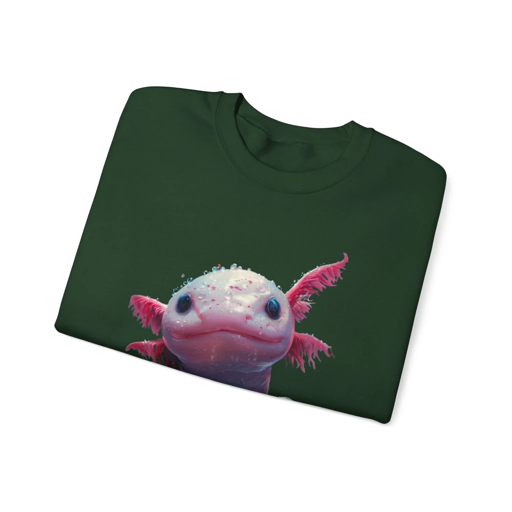 Pink Axolotl Illustration Sweatshirt | Cute Amphibian Art, Pastel Watercolor - 250 USA Celebration
