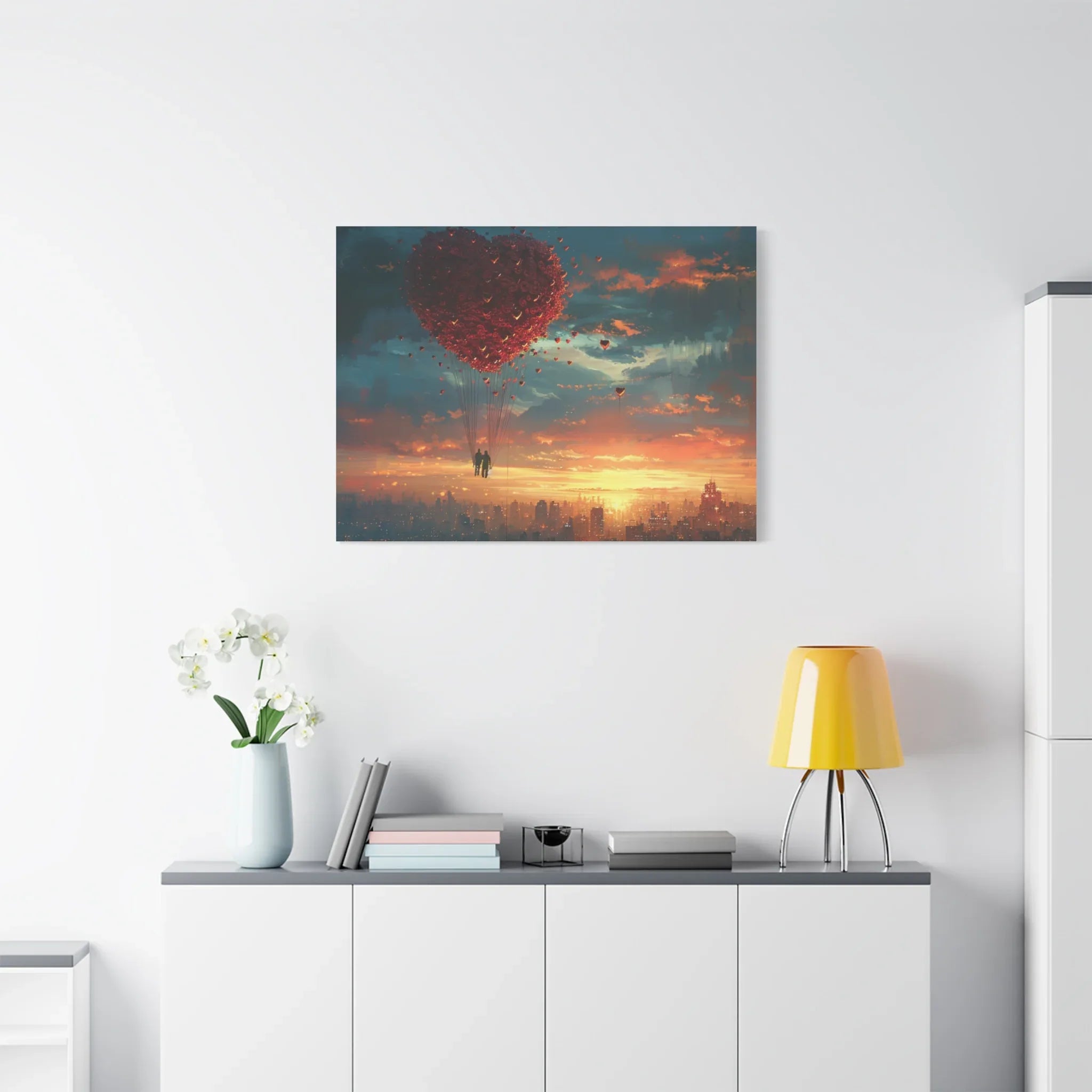 Romantic Canvas Wall Art, Love, Heart Balloon Art, Gift for Couples, Valentines Wall Decor, Valentine's Day Women's Merchandise, Valentines - 250 USA Celebration