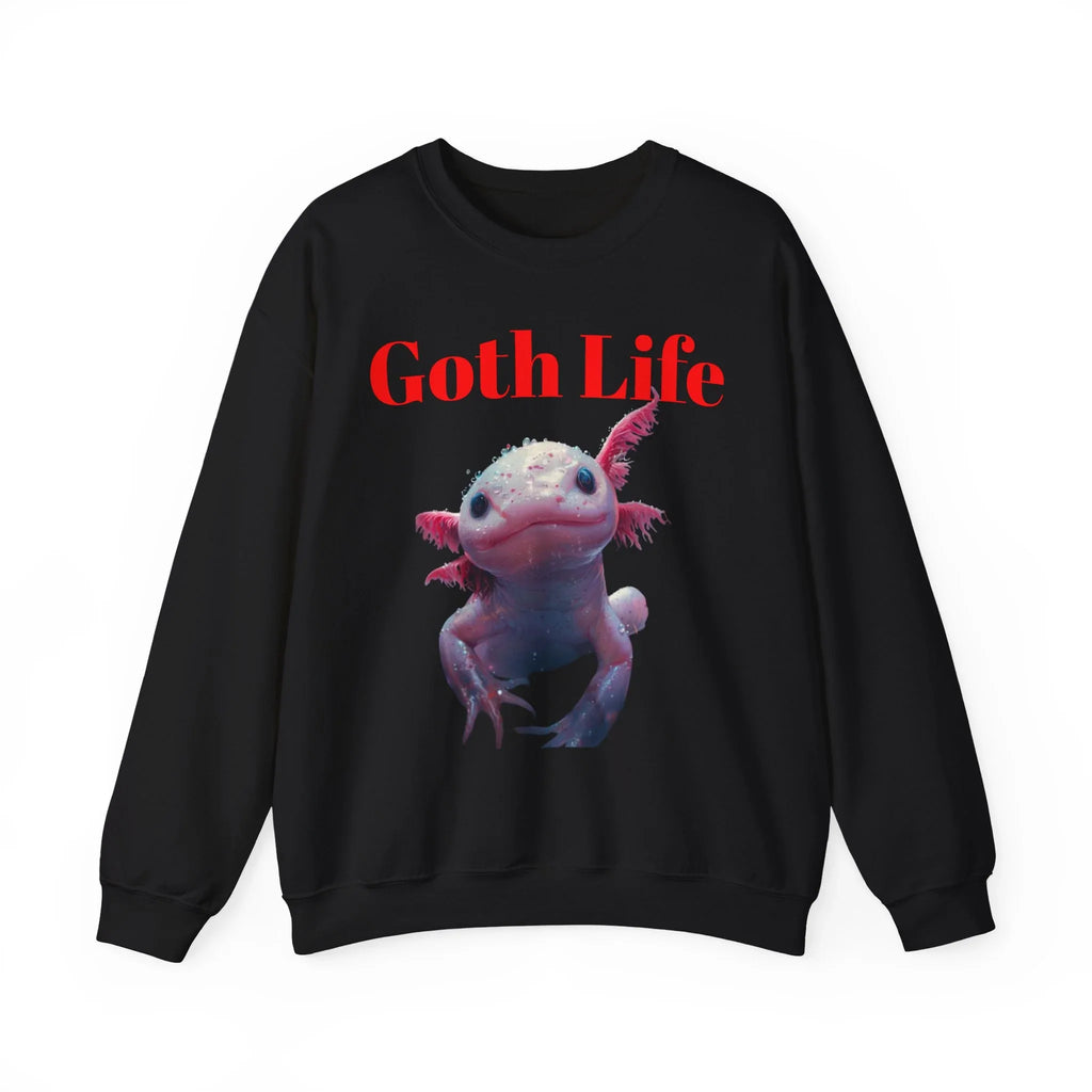 Goth Life Axolotl Sweatshirt | Cute Goth Axolotl Illustration - 250 USA Celebration