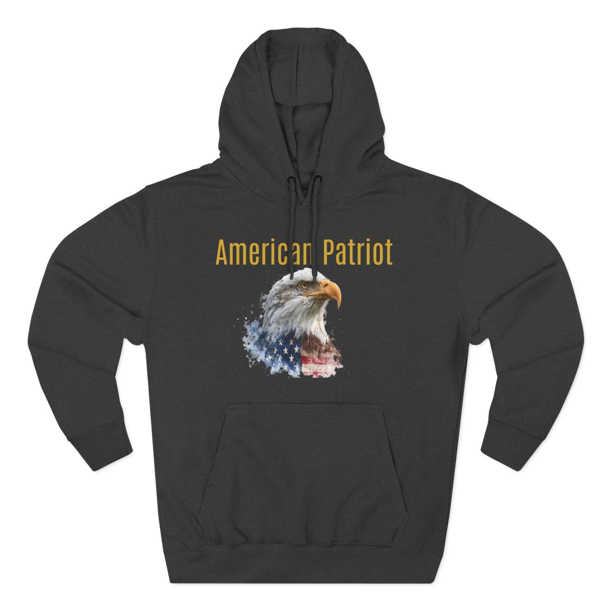 American Patriot Hoodie — Bald Eagle Flag Graphic Fleece Pullover