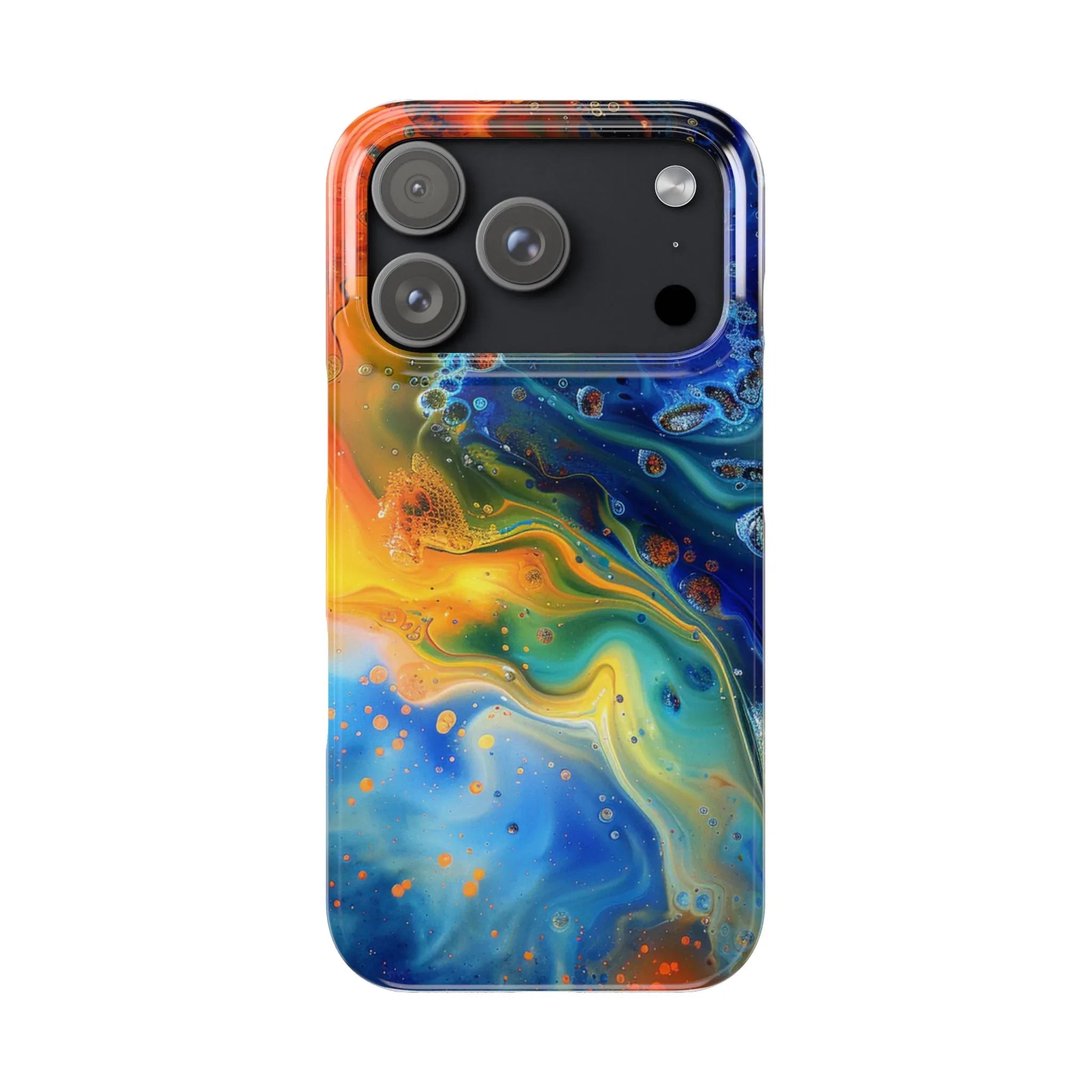 Abstract Color Swirl Slim Phone Case | Blue Orange Marble Galaxy - 250 USA Celebration