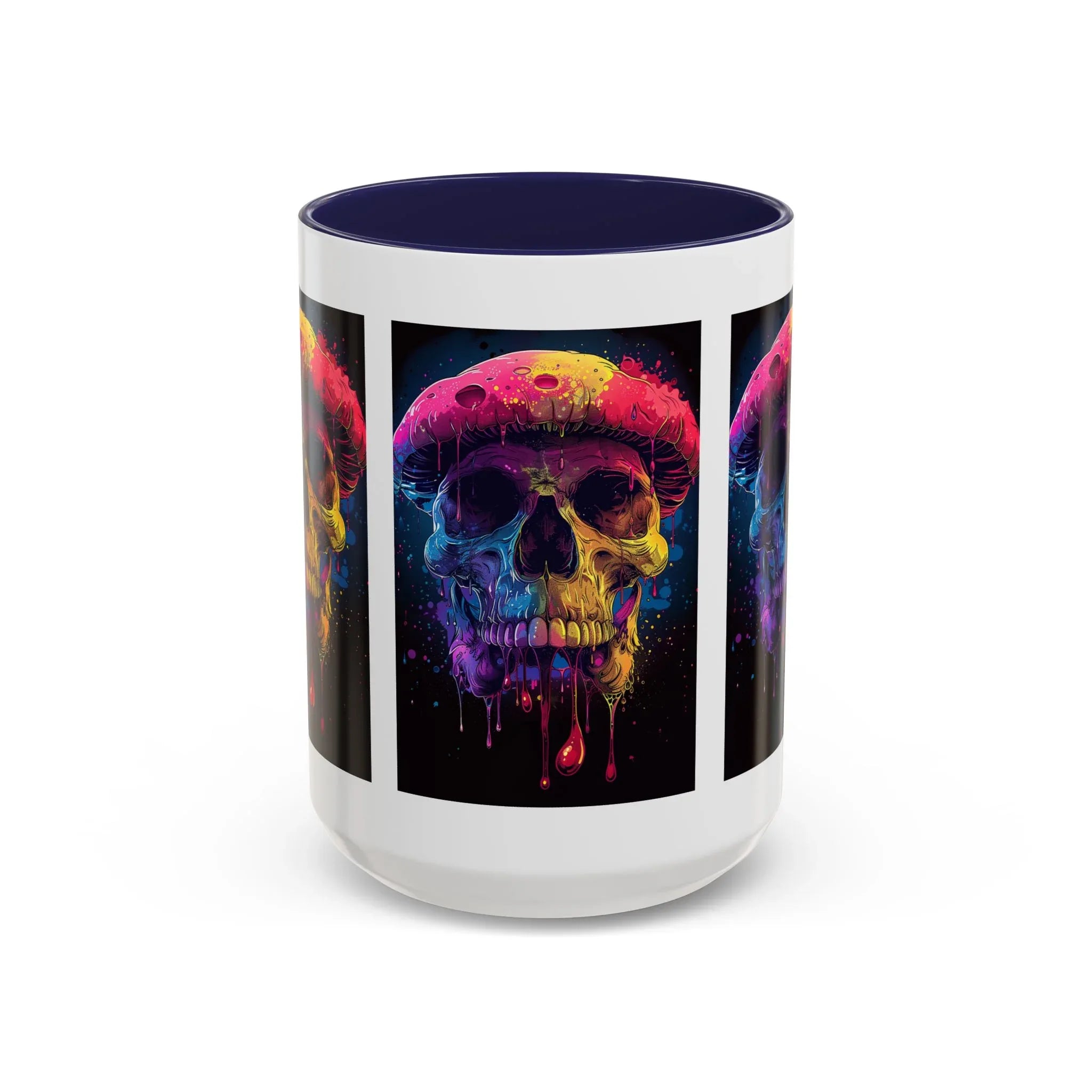 Psychedelic Mushroom Skull Rainbow Drip Mug | Blacklight Reactive Coffee Mug - 250 USA Celebration