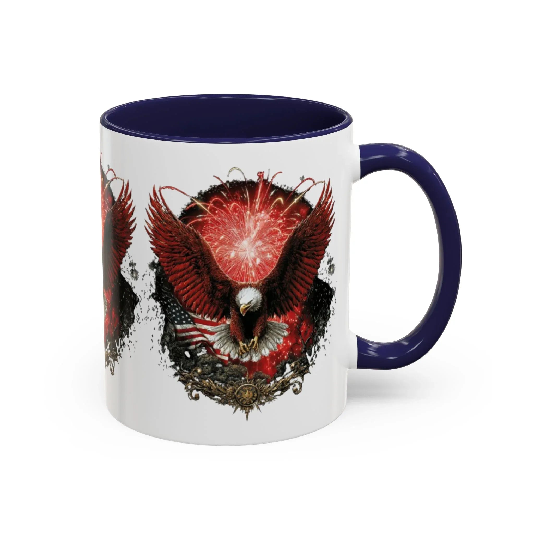 Red Eagle Emblem Accent Coffee Mug | Patriotic Eagle Design - 250 USA Celebration
