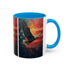 Colorful Mugs (11oz, 15oz) American Eagle Flying Coffee Cup, Patriotic American Eagle flying with American Flag in background - 250 USA Celebration
