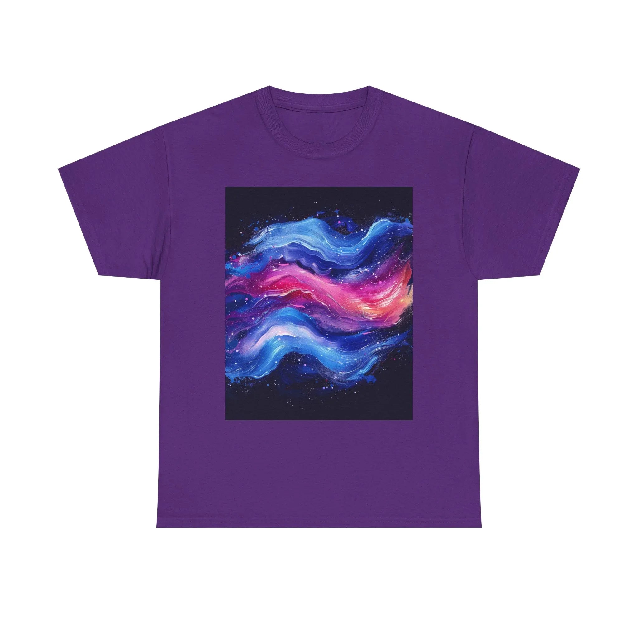 Galaxy Wave Abstract Art T-Shirt | Cosmic Pink Blue Nebula - 250 USA Celebration