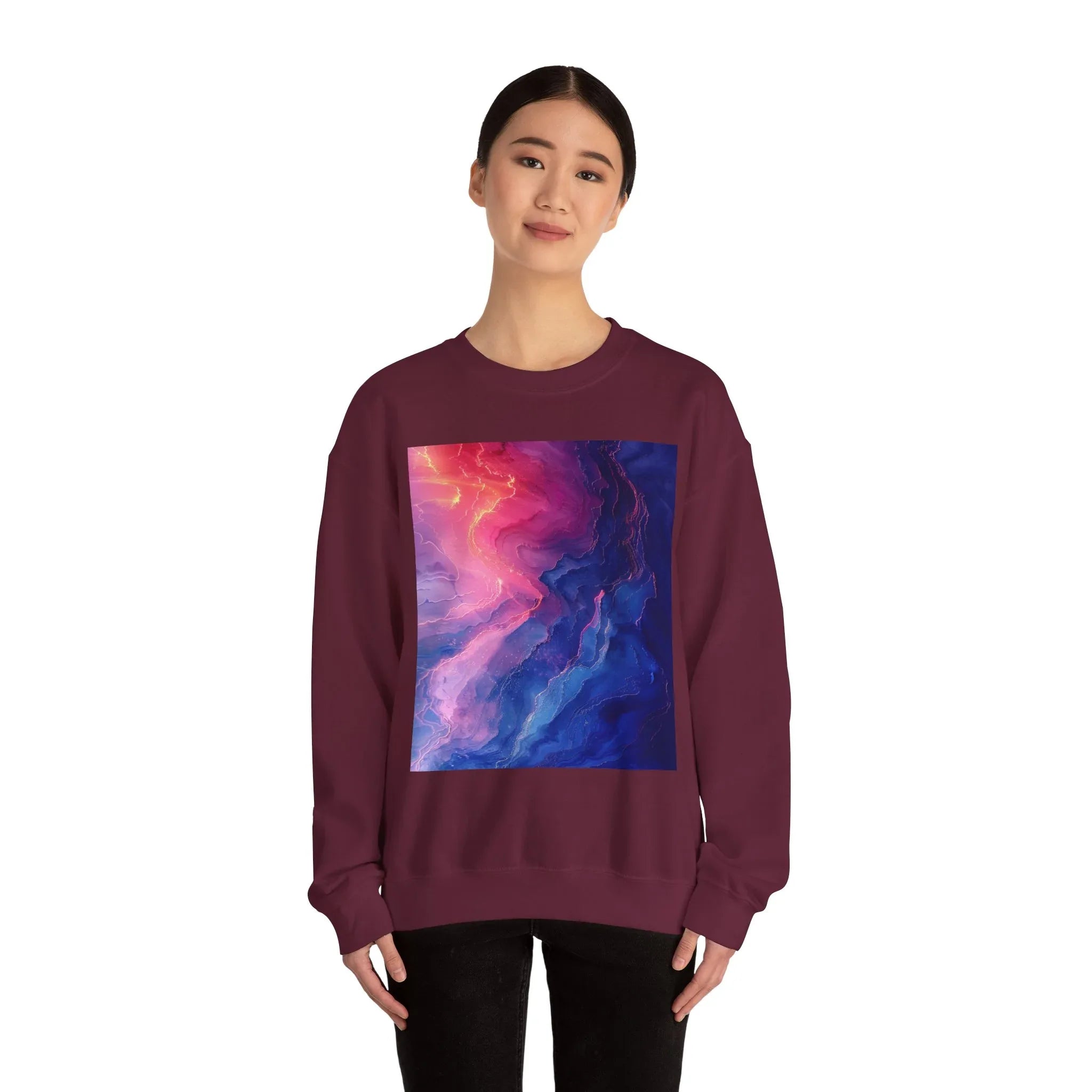 Abstract Nebula Art Crewneck Sweatshirt | Colorful Galaxy Print - 250 USA Celebration