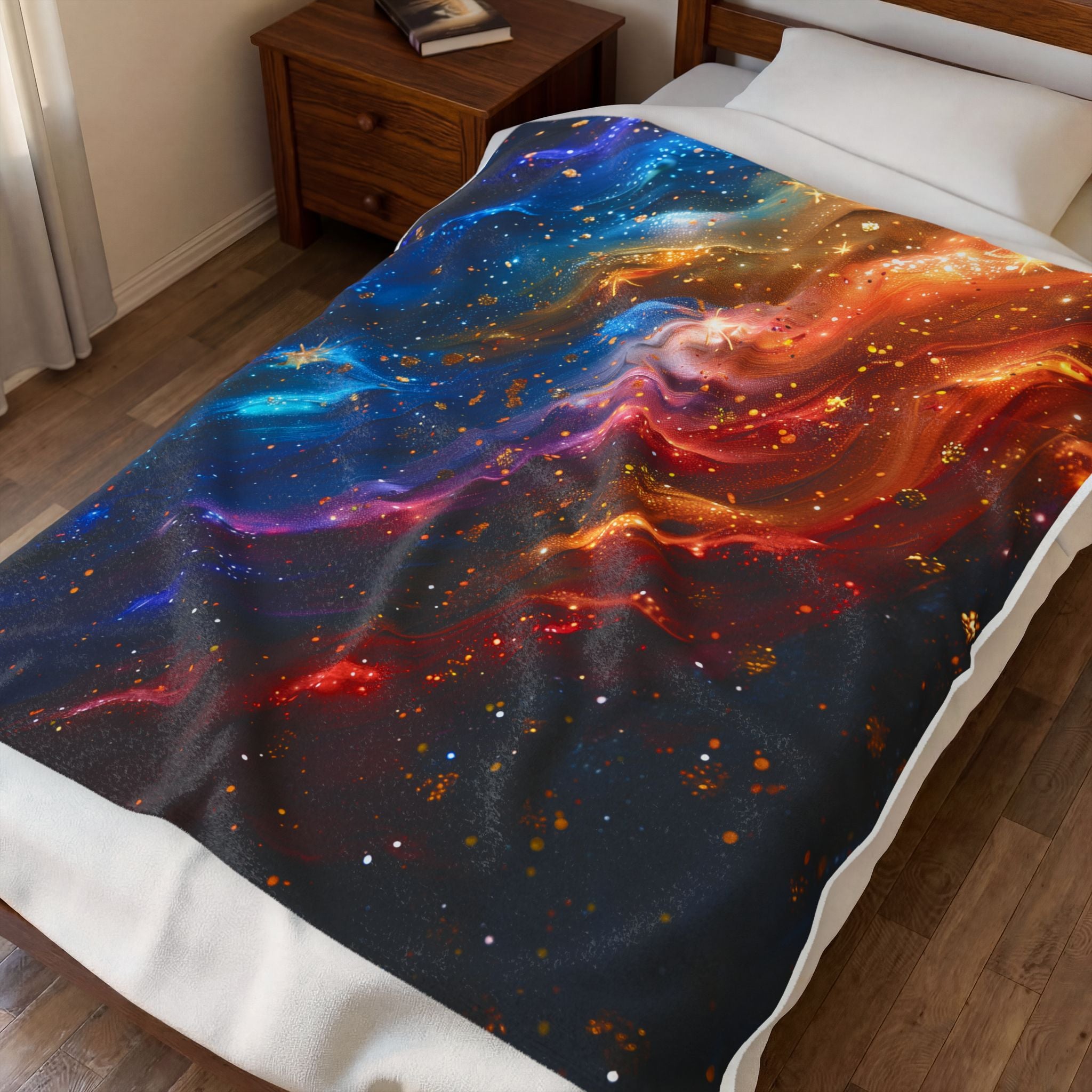 Galaxy Swirl Velveteen Plush Blanket — Colorful Cosmic Throw for Cozy Home & Gifts