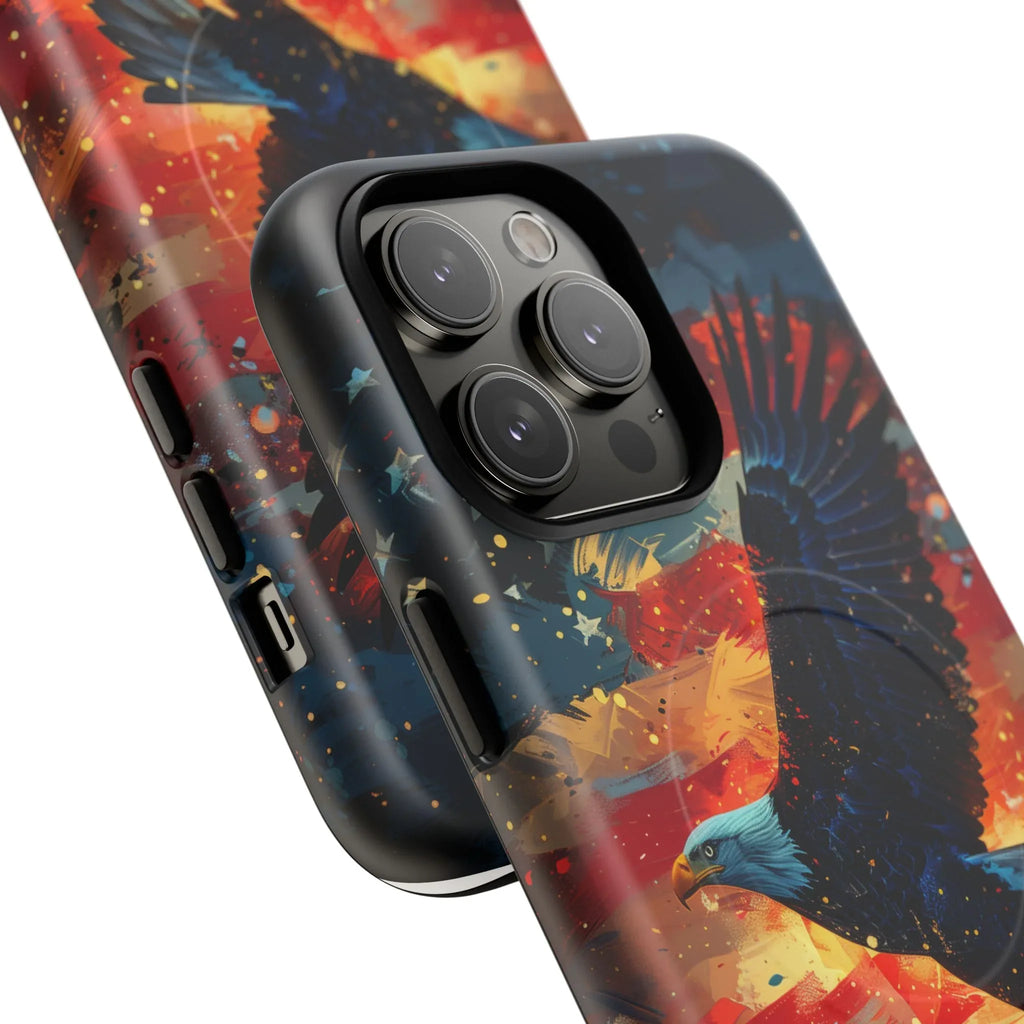 Eagle Flag Magnetic Phone Case, Patriotic iPhone Cover, Tough Cell Phone Cases, Gift for Veterans, Independence Day Accessories - 250 USA Celebration