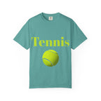 Tennis Ball Graphic Tee | Tennis Shirt, Neon Green Text - 250 USA Celebration
