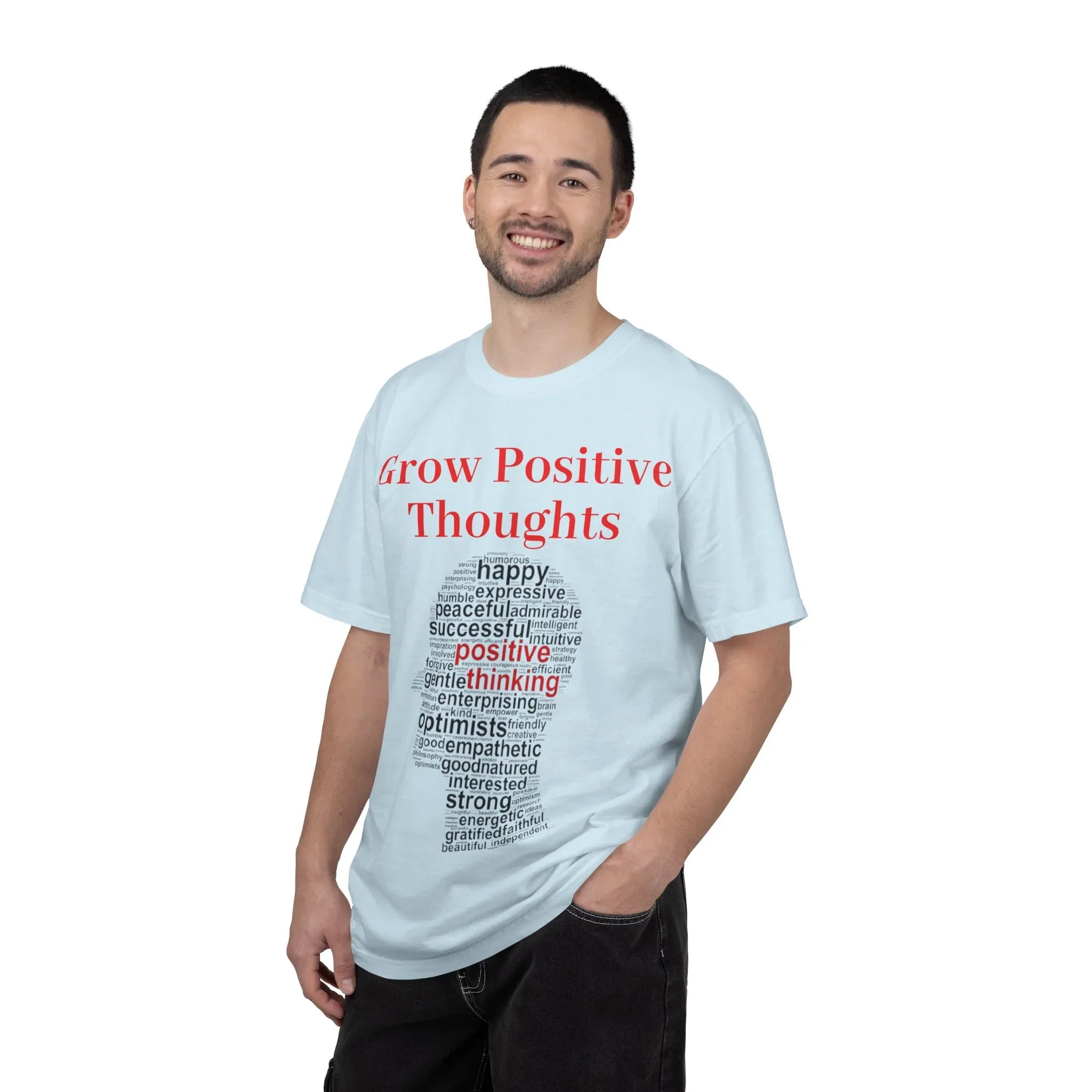 Grow Positive Thoughts T-shirt | Positive Word Cloud Mental Health Tee - 250 USA Celebration
