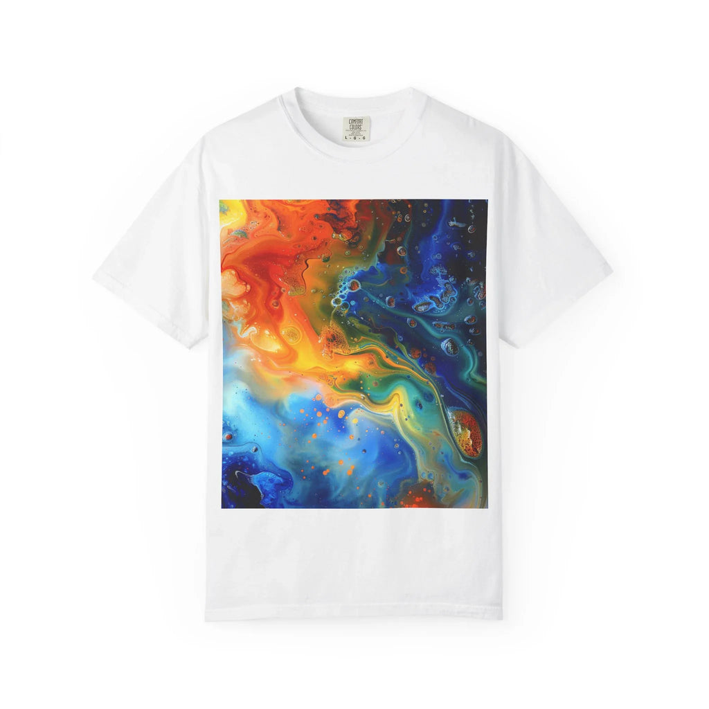 Colorful Abstract Swirl T-Shirt, psychedelic design blooms with surreal depth, blending free-flowing lines and bold swirls - 250 USA Celebration