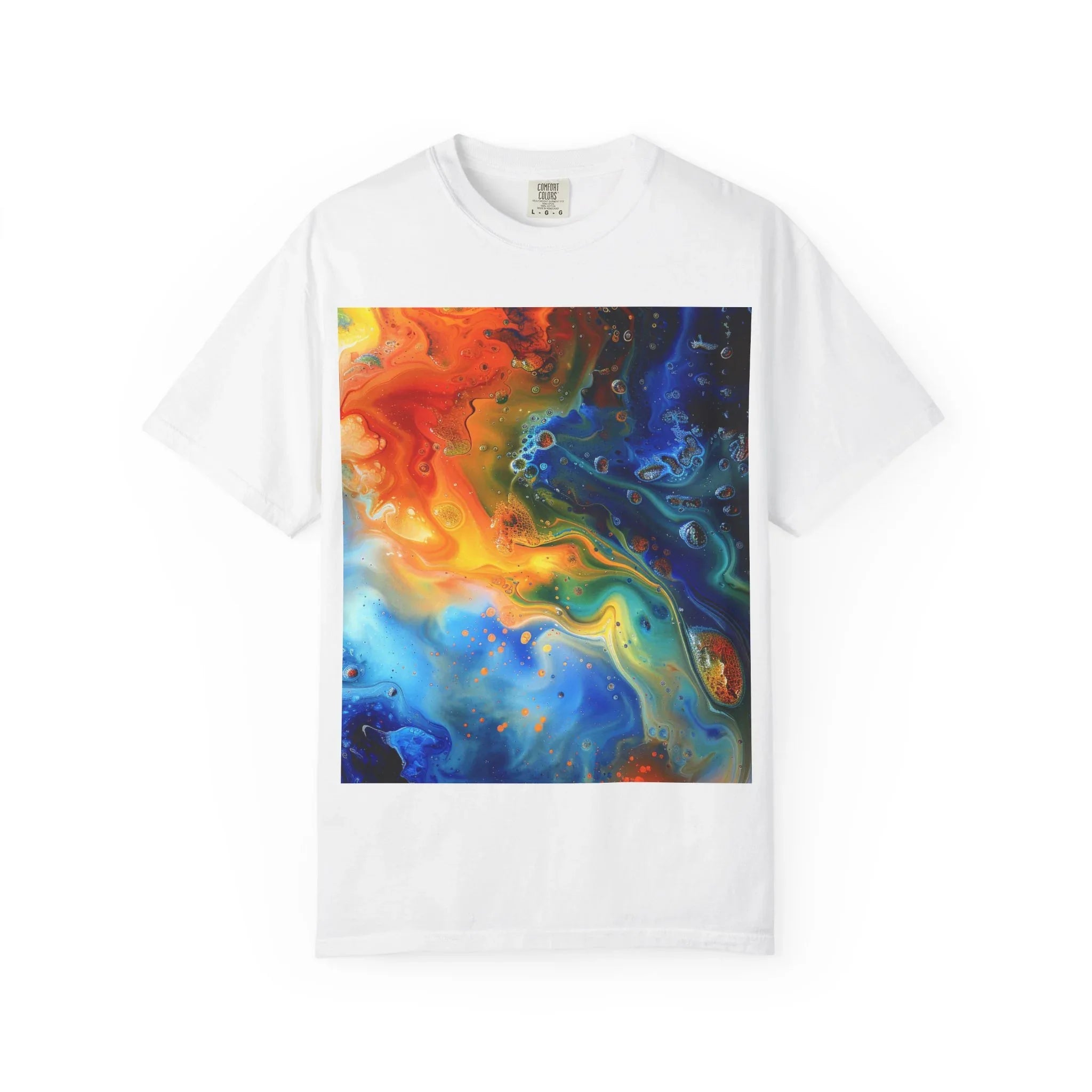 Colorful Abstract Swirl T-Shirt, psychedelic design blooms with surreal depth, blending free-flowing lines and bold swirls - 250 USA Celebration