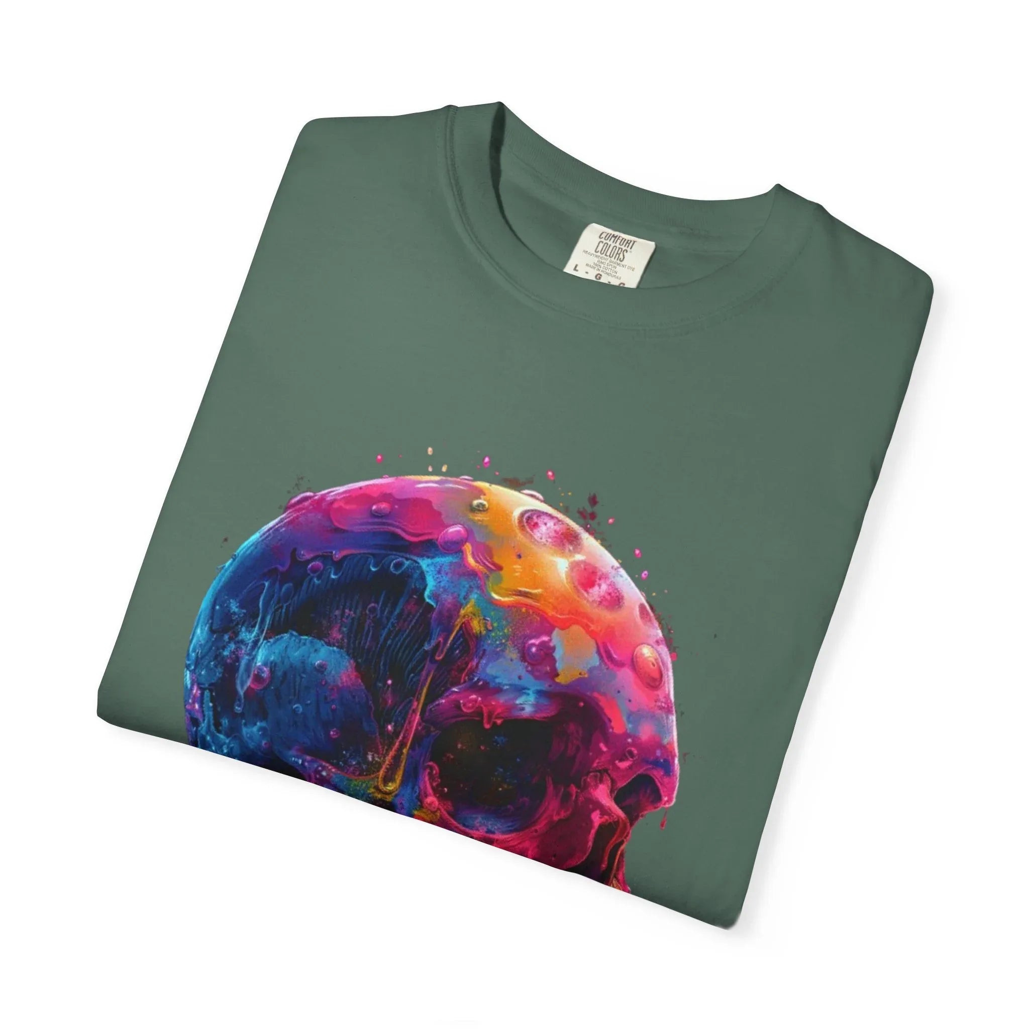 Colorful Drip Skull T-shirt | Watercolor Skull Shirt, Artistic Gothic Tee - 250 USA Celebration