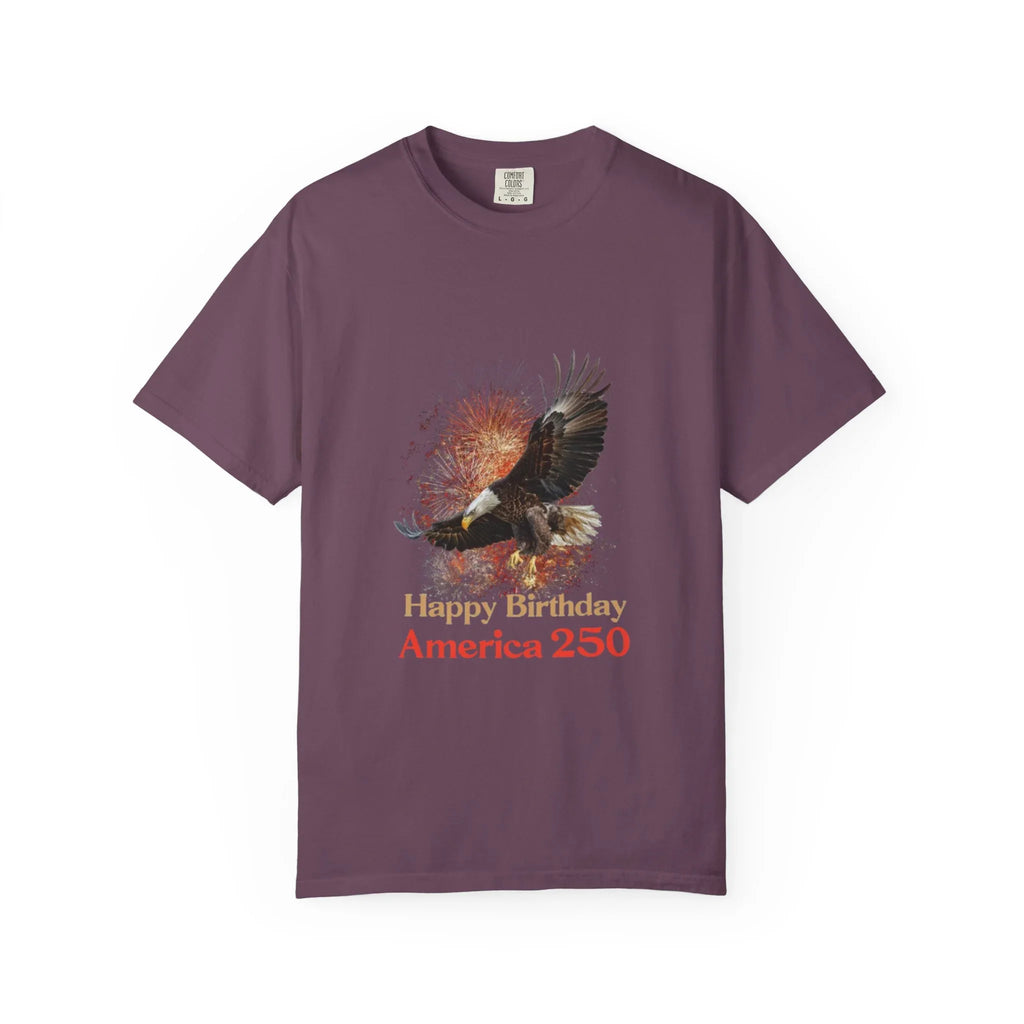 Eagle Illustration Happy Birthday America 250 T-Shirt | Patriotic Bald Eagle Tee - 250 USA Celebration
