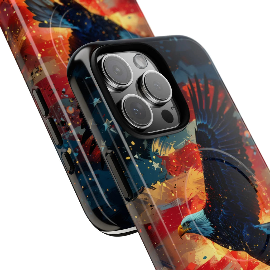 Eagle Flag Magnetic Phone Case, Patriotic iPhone Cover, Tough Cell Phone Cases, Gift for Veterans, Independence Day Accessories - 250 USA Celebration