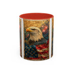 Bald Eagle with Tattered American Flag Coffee Mug | Fireworks Patriotic 11oz 15oz - 250 USA Celebration