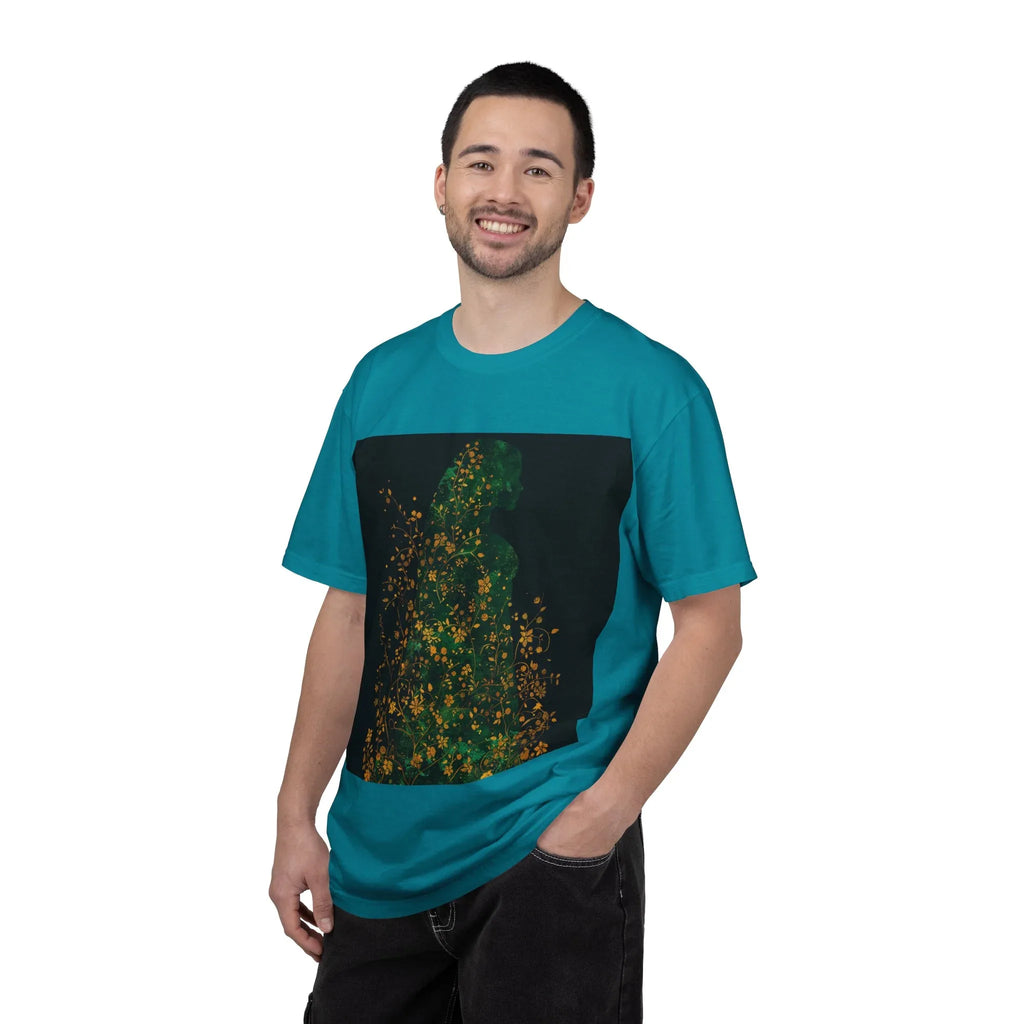 Green Floral Silhouette T-shirt | Botanical Sparkle Art abstract art t-shirt, women's, abstract graphic tee women, girls abstract shirt - 250 USA Celebration