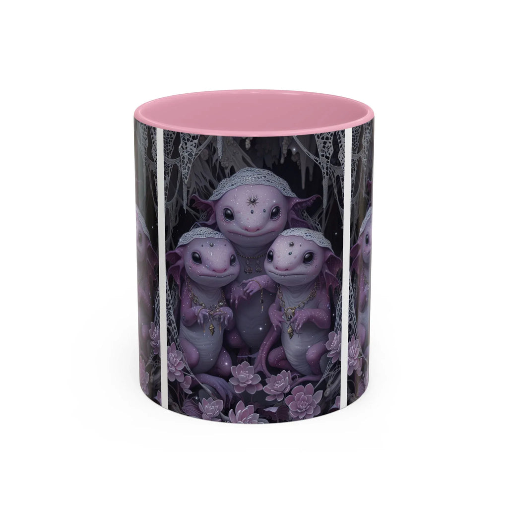 Purple Axolotl Trio Mug | Cute Amphibian Art Ceramic Coffee Cup - 250 USA Celebration