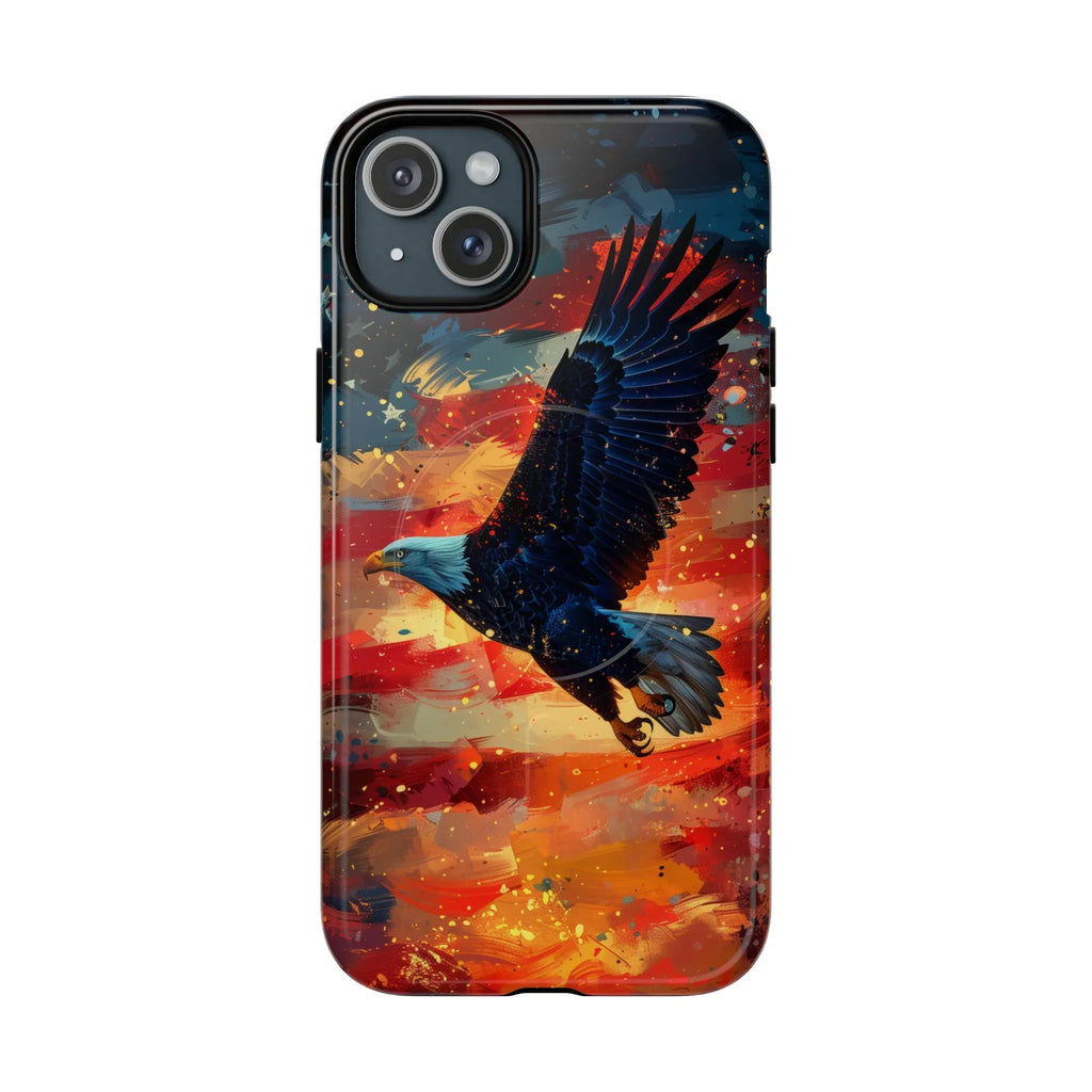 Eagle Flag Magnetic Phone Case, Patriotic iPhone Cover, Tough Cell Phone Cases, Gift for Veterans, Independence Day Accessories - 250 USA Celebration