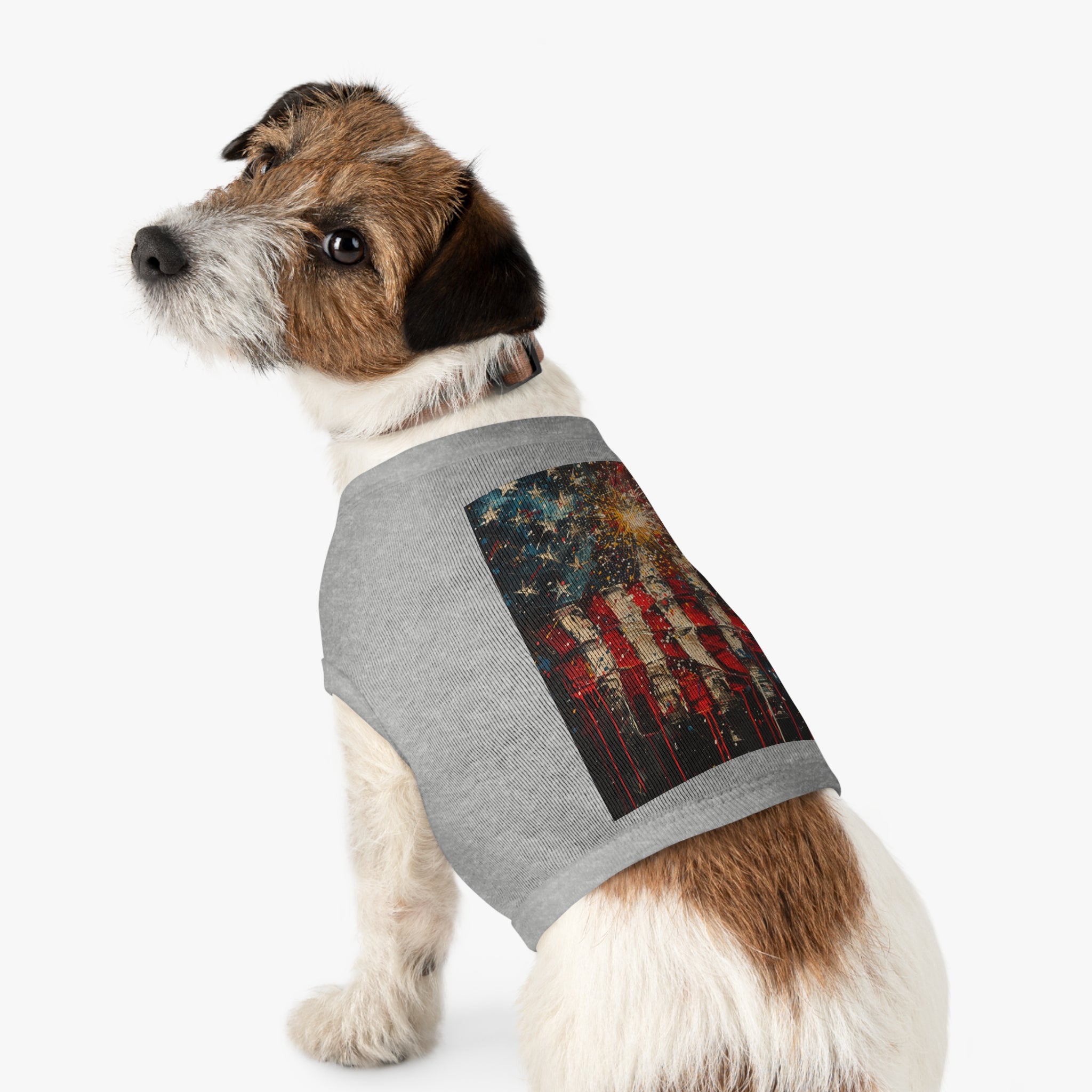 Patriotic Fireworks American Flag Pet Tank Top