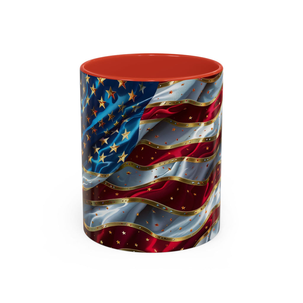Patriotic American Flag Accent Coffee Mug (11/15oz)