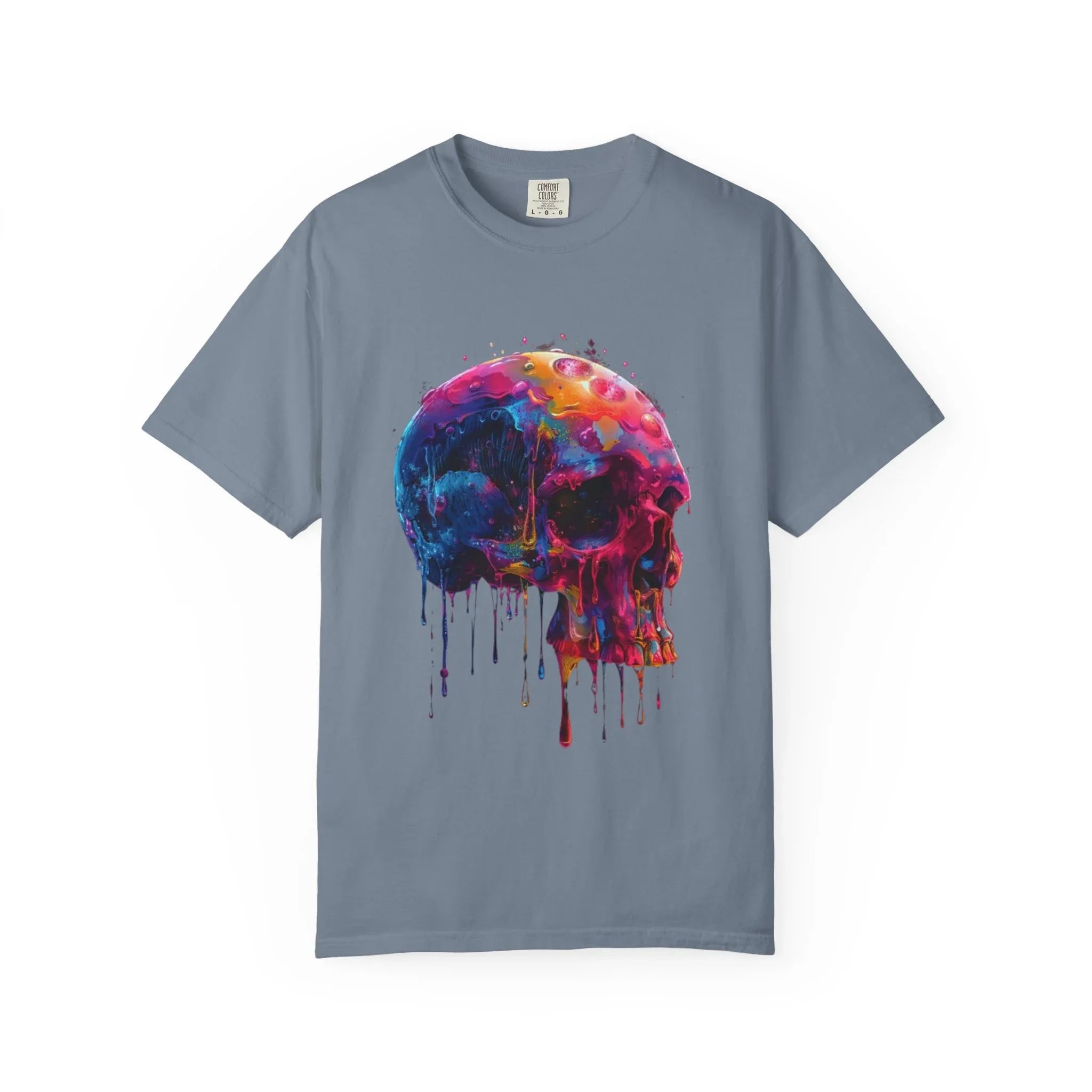 Colorful Drip Skull T-shirt | Watercolor Skull Shirt, Artistic Gothic Tee - 250 USA Celebration