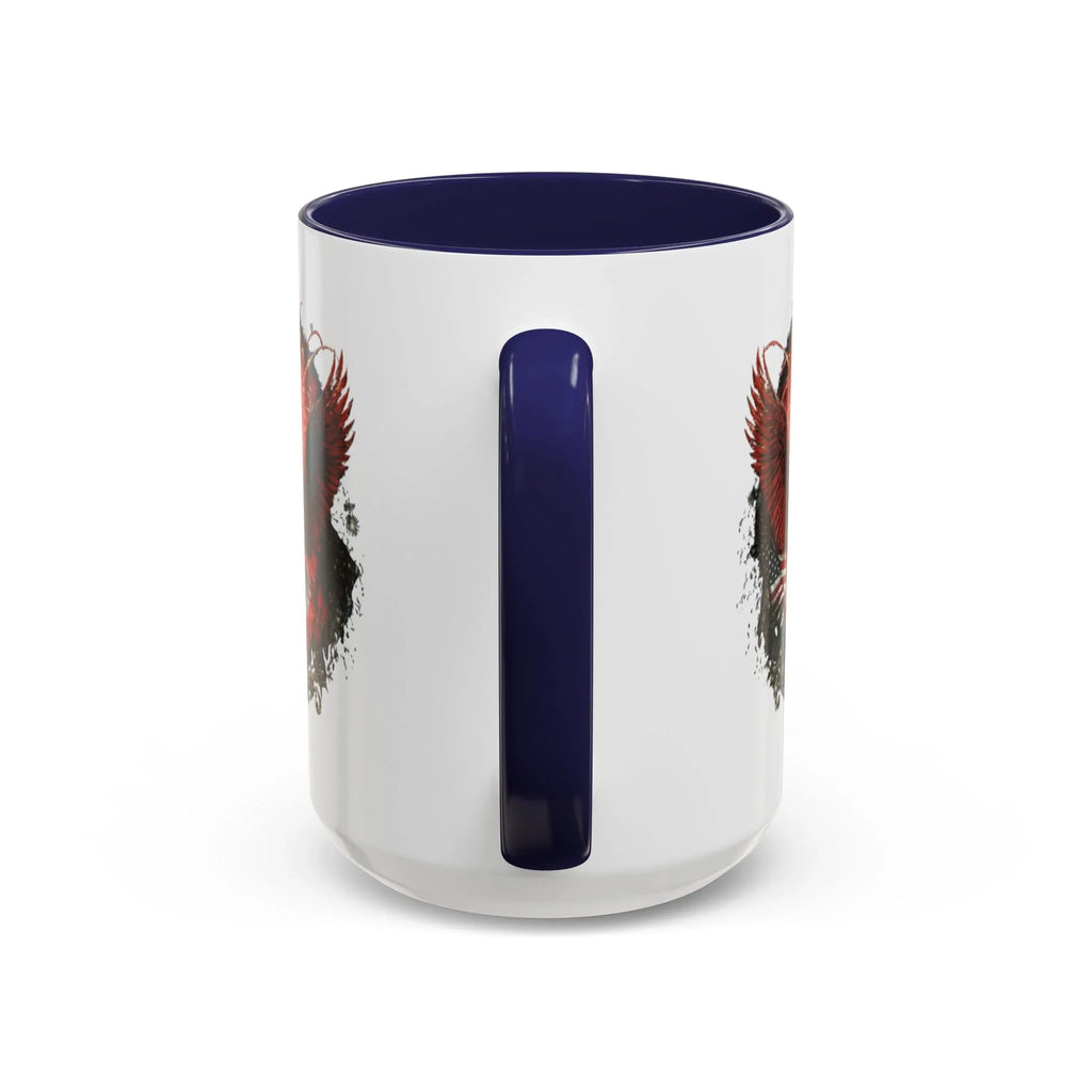 Red Eagle Emblem Accent Coffee Mug | Patriotic Eagle Design - 250 USA Celebration