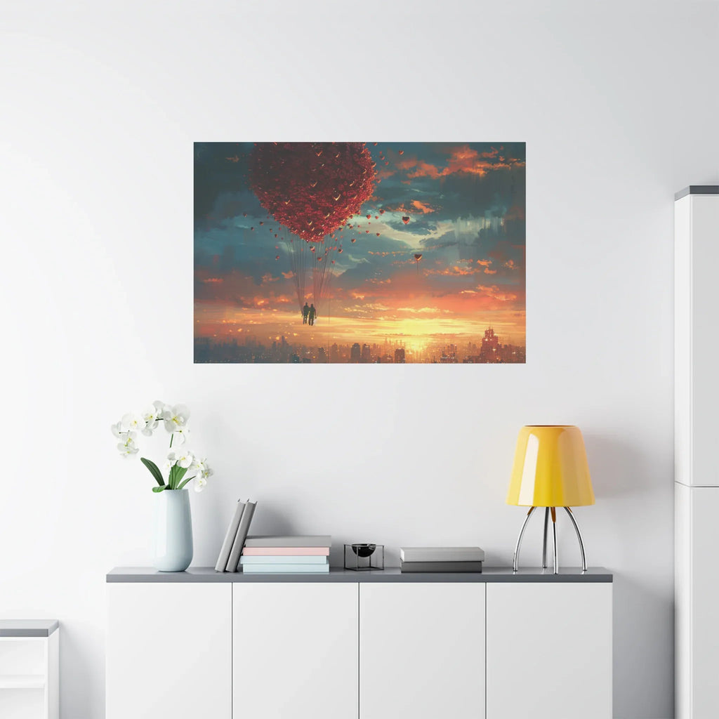 Romantic Canvas Wall Art, Love, Heart Balloon Art, Gift for Couples, Valentines Wall Decor, Valentine's Day Women's Merchandise, Valentines - 250 USA Celebration