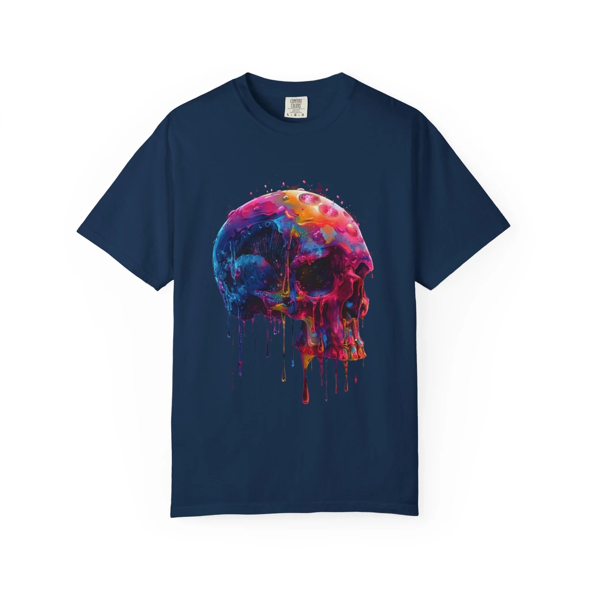 Colorful Drip Skull T-shirt | Watercolor Skull Shirt, Artistic Gothic Tee - 250 USA Celebration