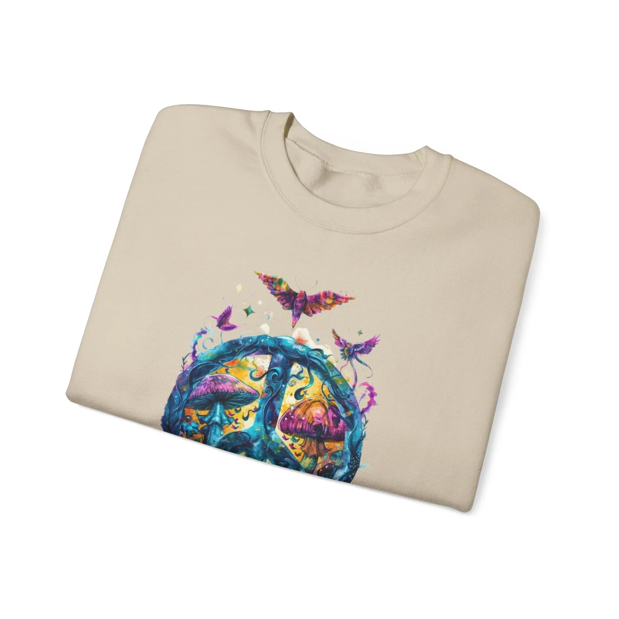 Psychedelic Mushroom Peace Sign Crewneck Sweatshirt | 60s Hippie Tie-Dye - 250 USA Celebration