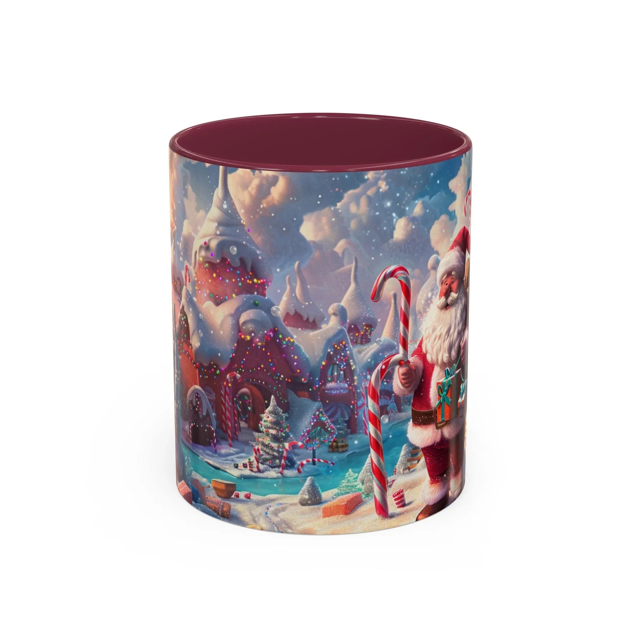 Festive Santa in Candy Wonderland mug | Holiday Christmas ceramic mug - 250 USA Celebration