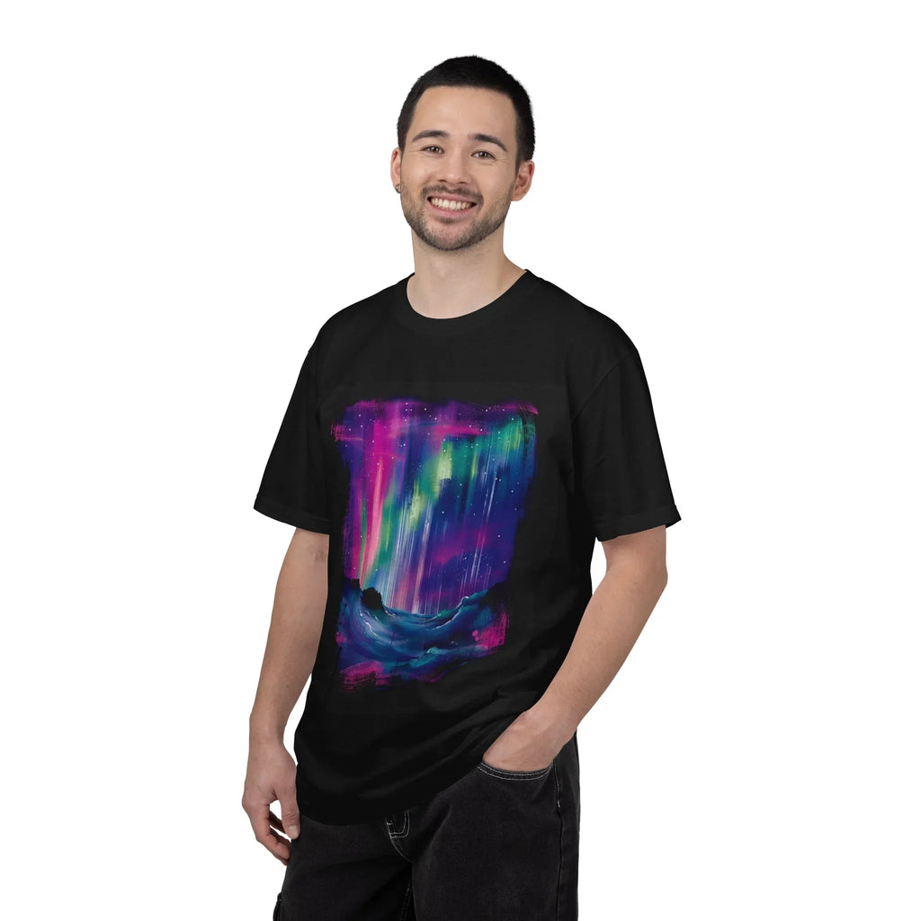 Neon Aurora Borealis T-shirt | Northern Lights Landscape, Night Sky Art - 250 USA Celebration