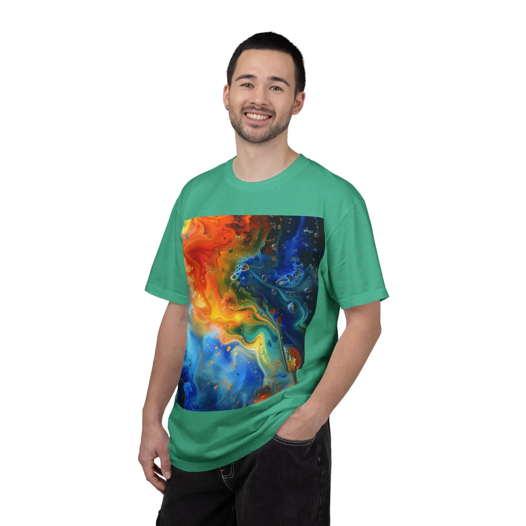 Colorful Abstract Swirl T-Shirt, psychedelic design blooms with surreal depth, blending free-flowing lines and bold swirls - 250 USA Celebration