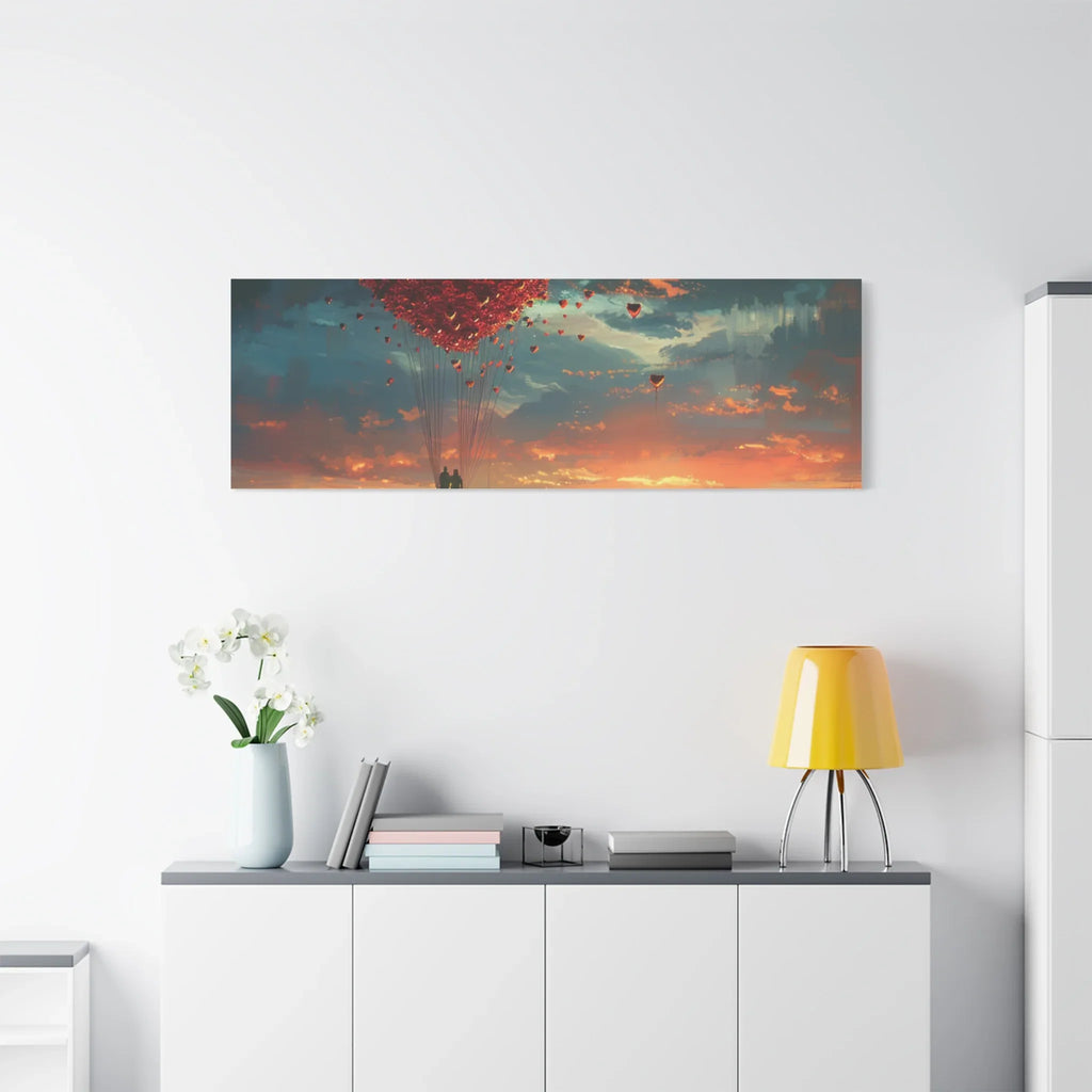 Romantic Canvas Wall Art, Love, Heart Balloon Art, Gift for Couples, Valentines Wall Decor, Valentine's Day Women's Merchandise, Valentines - 250 USA Celebration