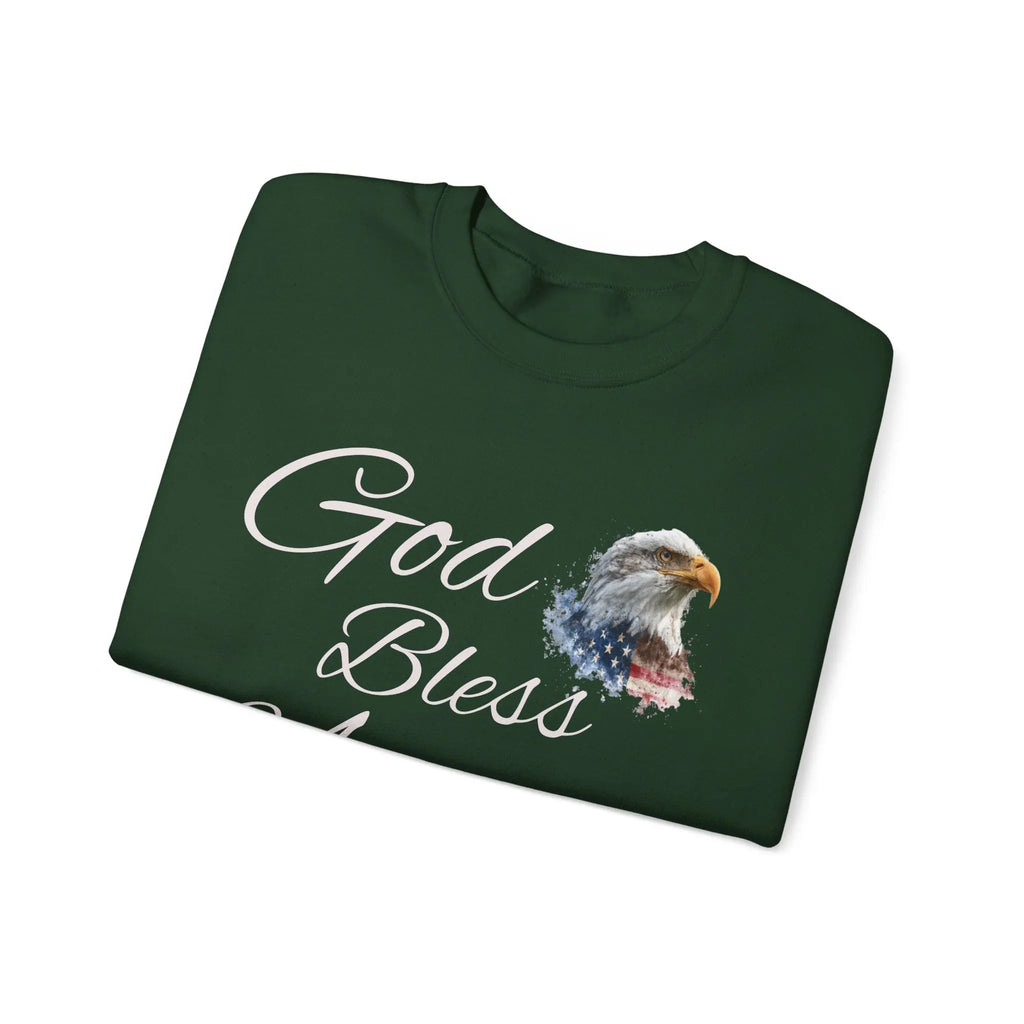 God Bless America eagle graphic Sweatshirt | patriotic USA flag-inspired design - 250 USA Celebration