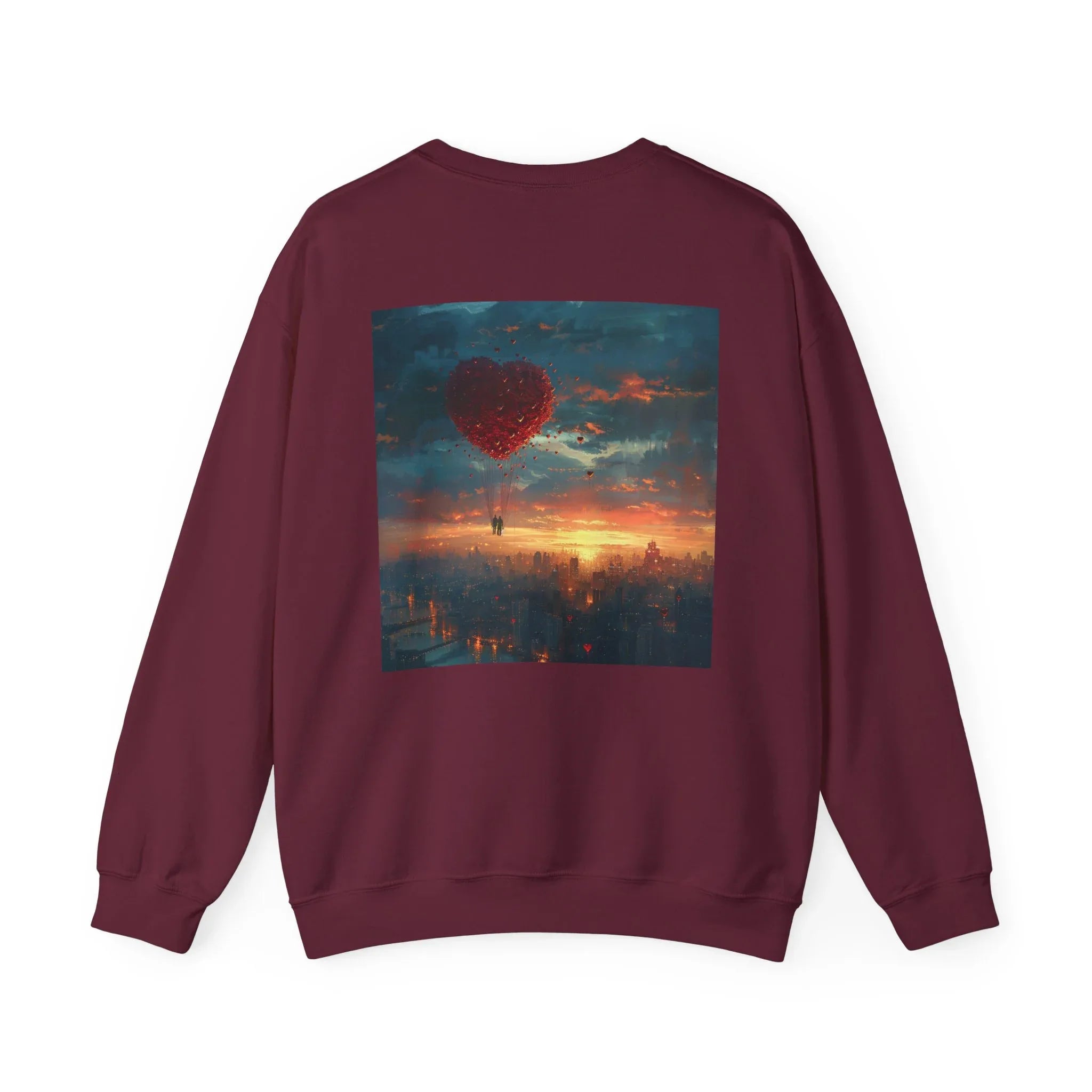 Love-themed Crewneck Sweatshirt, Valentines Day Sweatshirt, Heart Design Apparel, Valentine's Gift, Valentine's Day Women's Merchandise - 250 USA Celebration