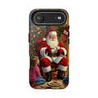 Santa Claus Storytime Tough Phone Case | Christmas holiday scene, kids and cookies - 250 USA Celebration