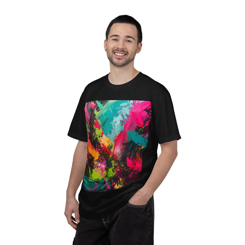 Abstract Neon Paint Splash T-Shirt | Colorful Brushstroke Art - 250 USA Celebration