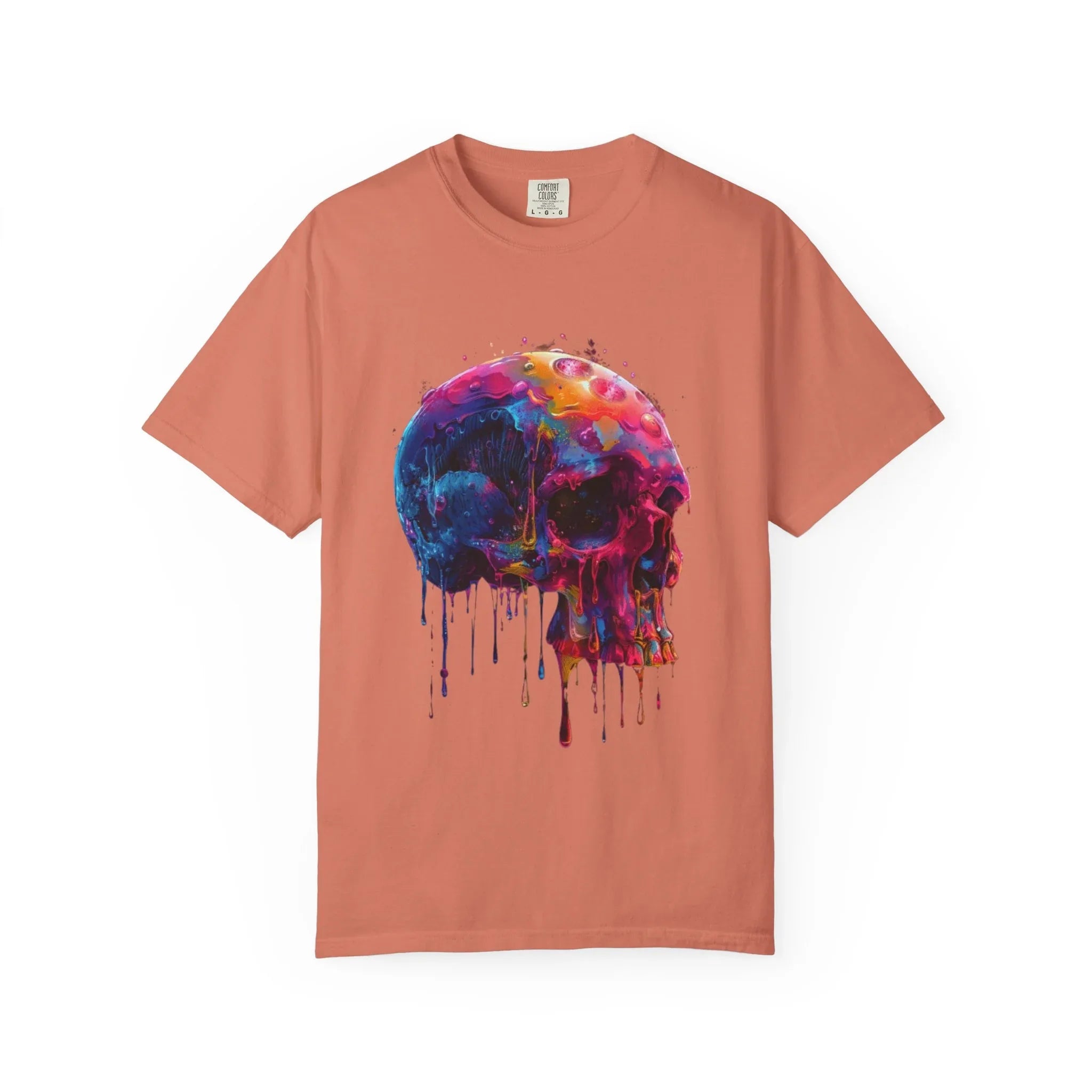 Colorful Drip Skull T-shirt | Watercolor Skull Shirt, Artistic Gothic Tee - 250 USA Celebration