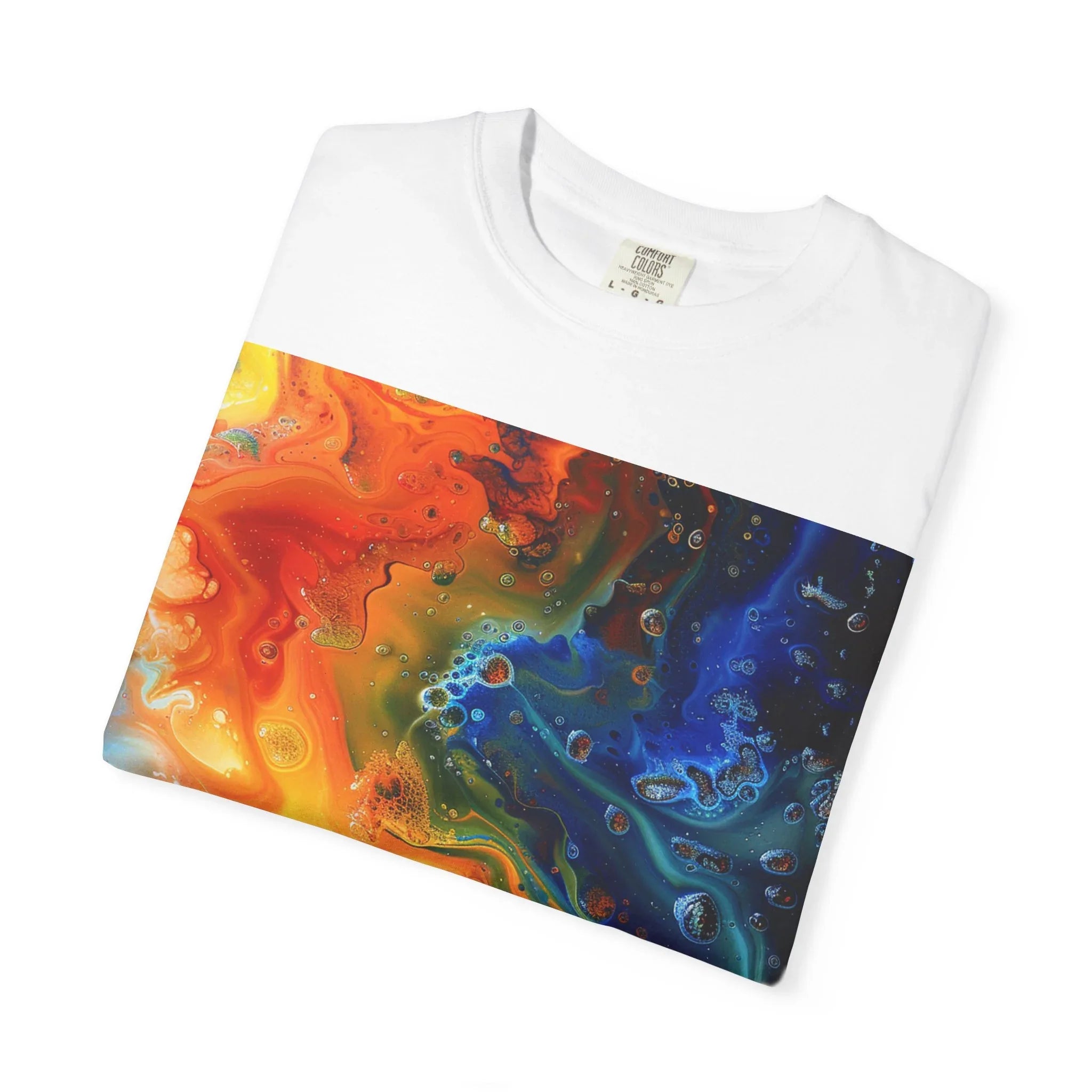 Colorful Abstract Swirl T-Shirt, psychedelic design blooms with surreal depth, blending free-flowing lines and bold swirls - 250 USA Celebration