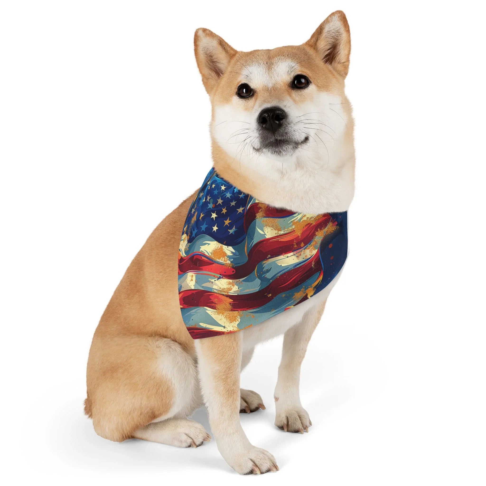 American Flag Watercolor Pet Bandana Collar | Patriotic Dog Bandana - 250 USA Celebration