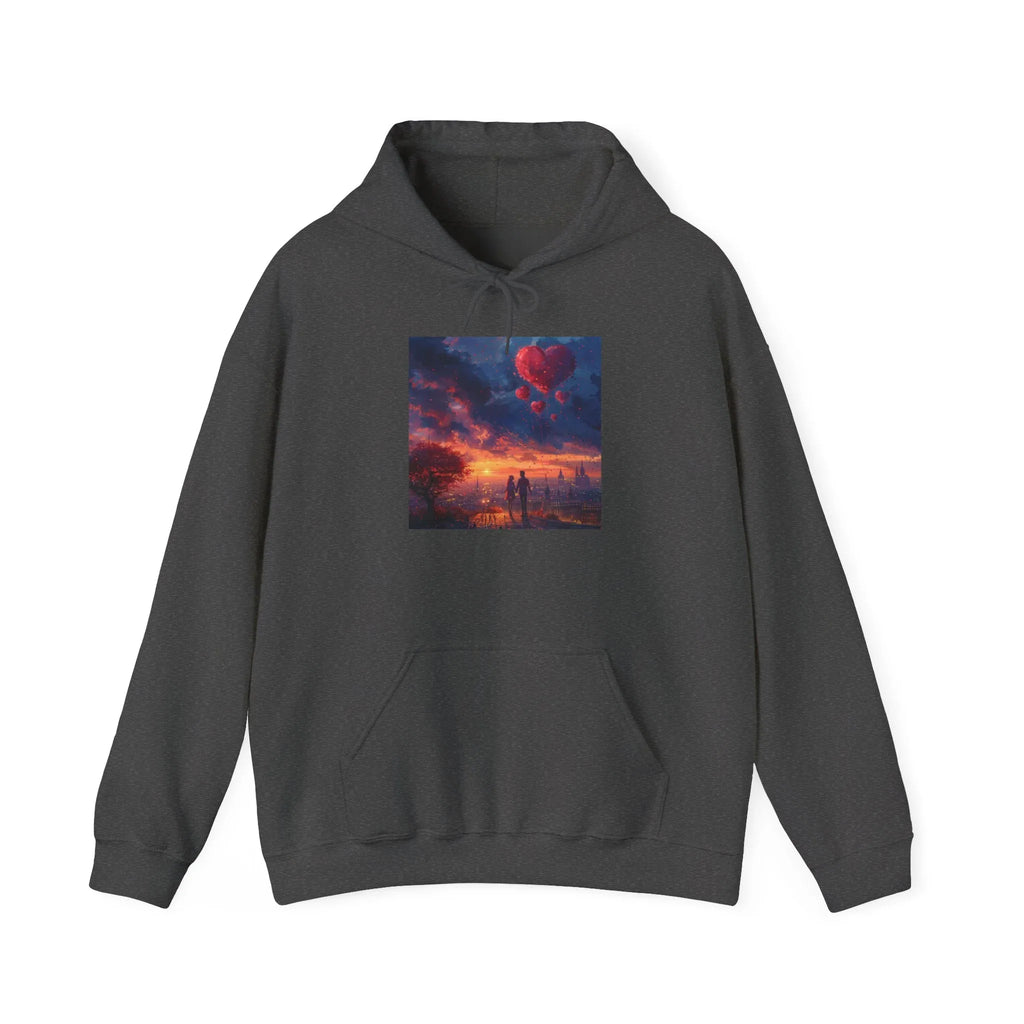 Romantic Sunset Hoodie with Hot Air Balloon, Unisex Sweatshirt for Valentines Day, Valentine's Day T-Shirts, Personalized Valentine's Gifts - 250 USA Celebration