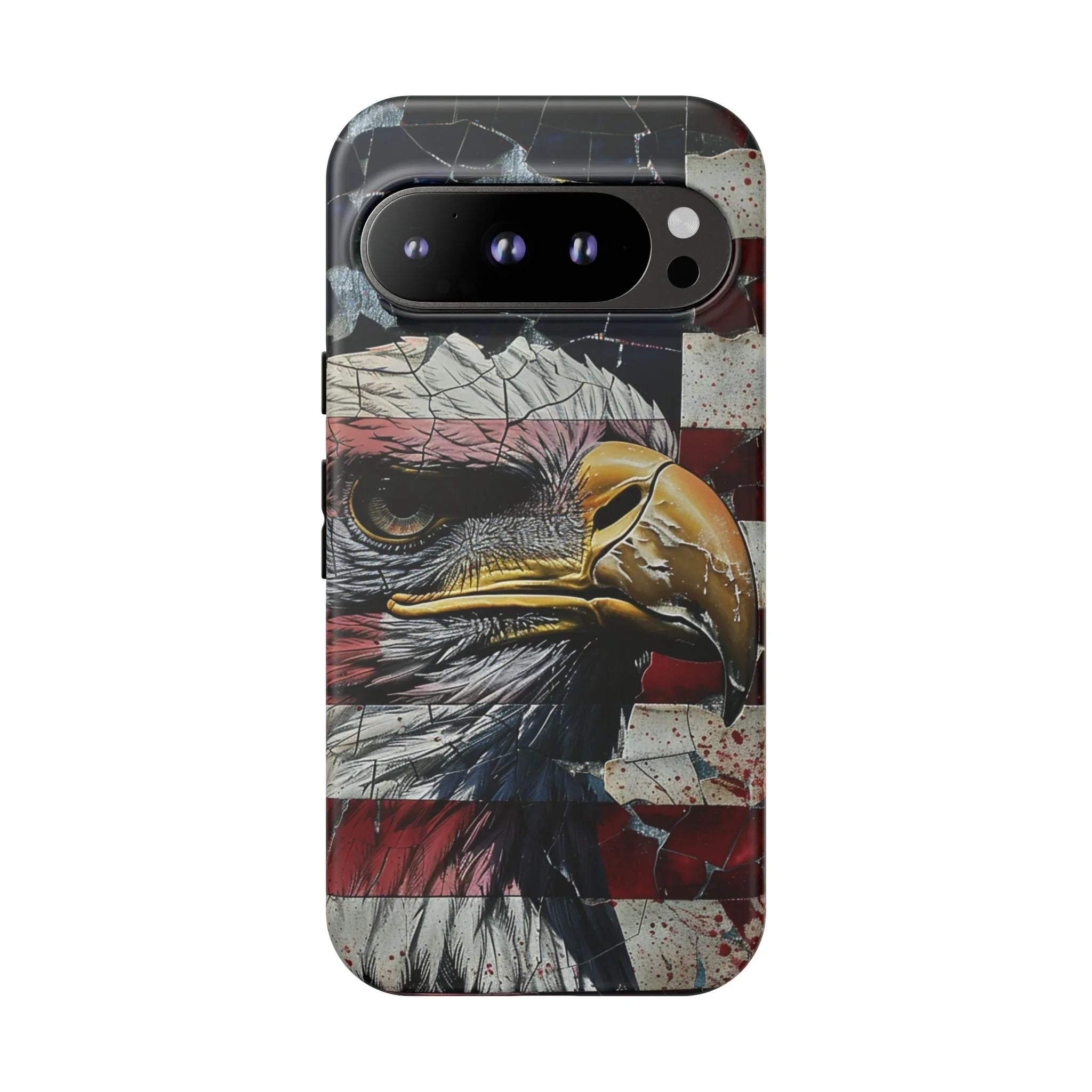 American Flag Bald Eagle phone case | Patriotic iPhone cover, cracked vintage flag design - 250 USA Celebration