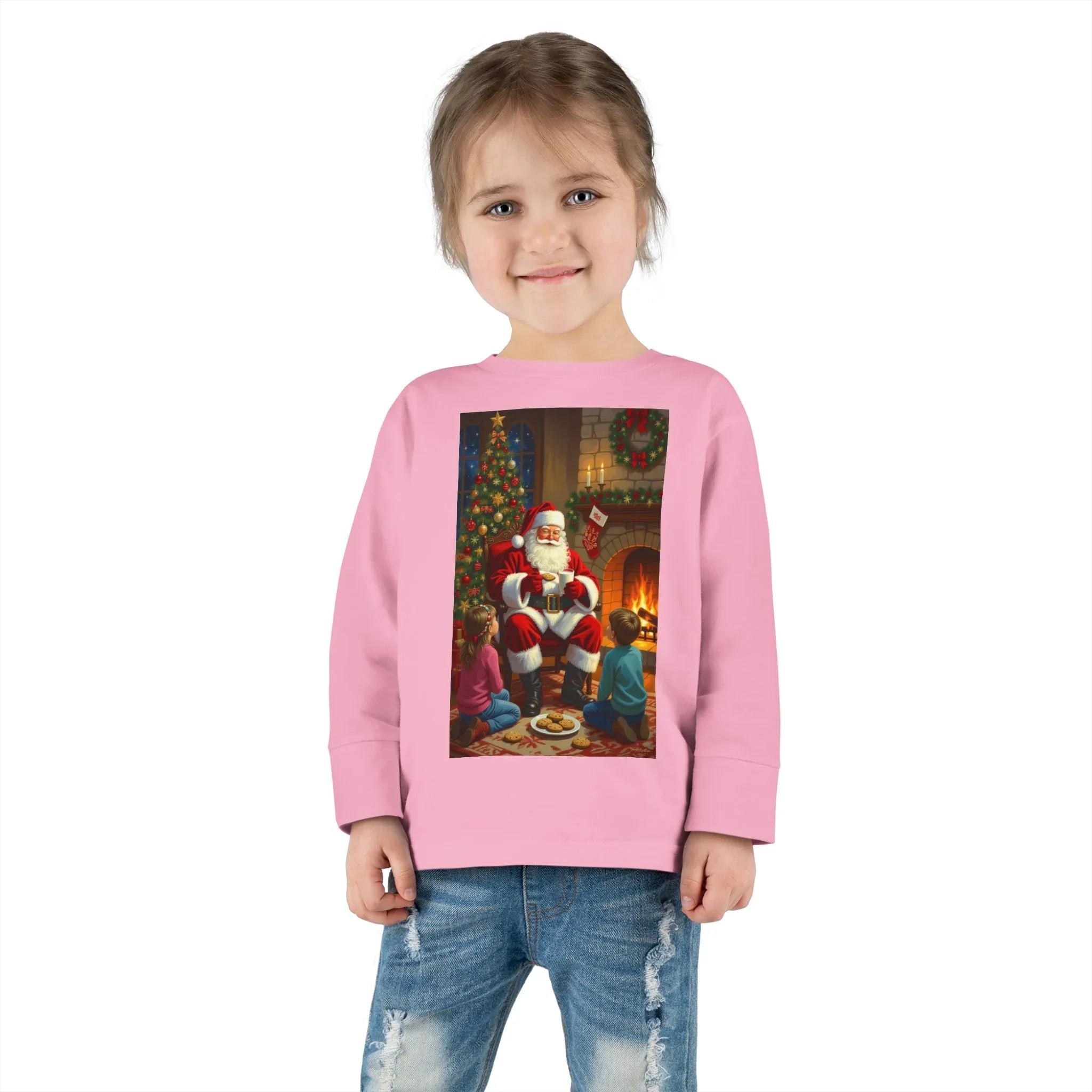 Christmas Santa Toddler Long Sleeve Tee, Holiday Shirt for Kids, Festive Outfit, Winter Apparel, Cute Christmas Gift, Family Photoshoot - 250 USA Celebration