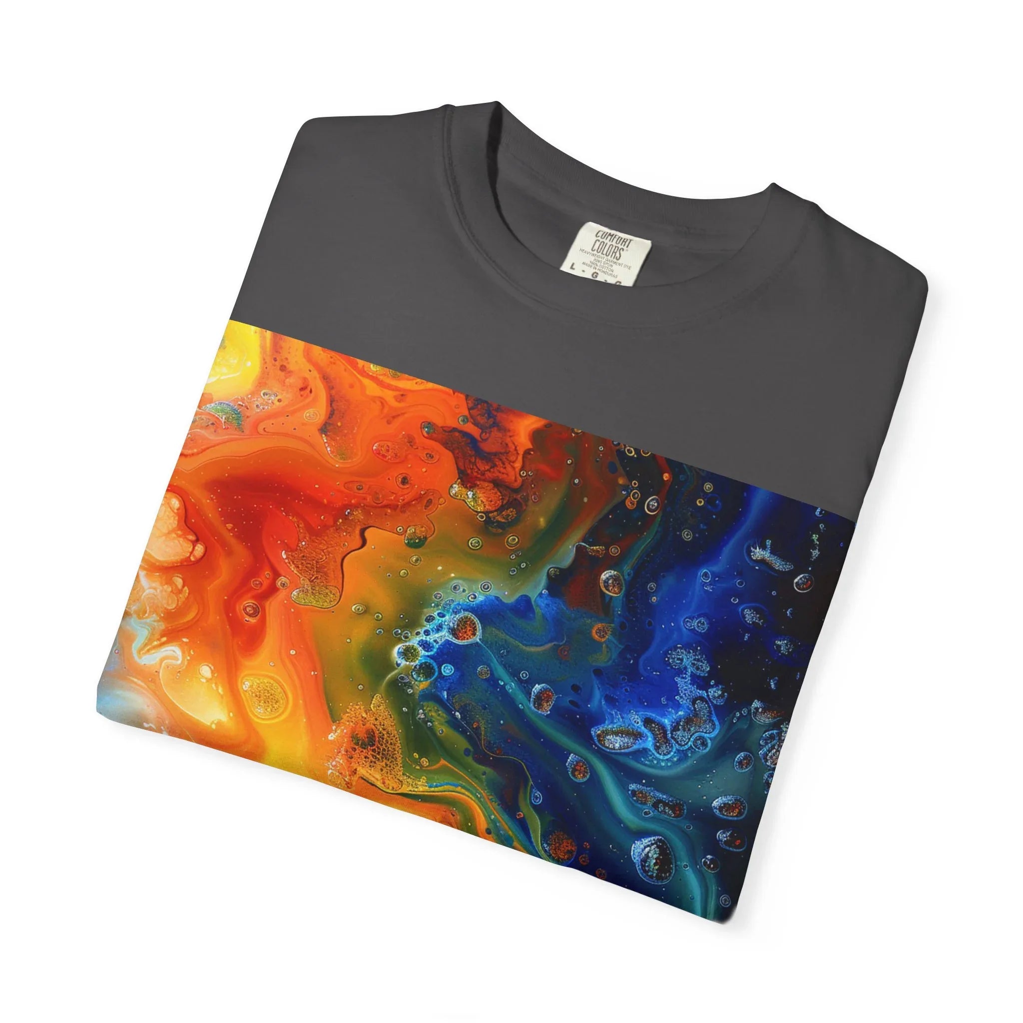 Colorful Abstract Swirl T-Shirt, psychedelic design blooms with surreal depth, blending free-flowing lines and bold swirls - 250 USA Celebration