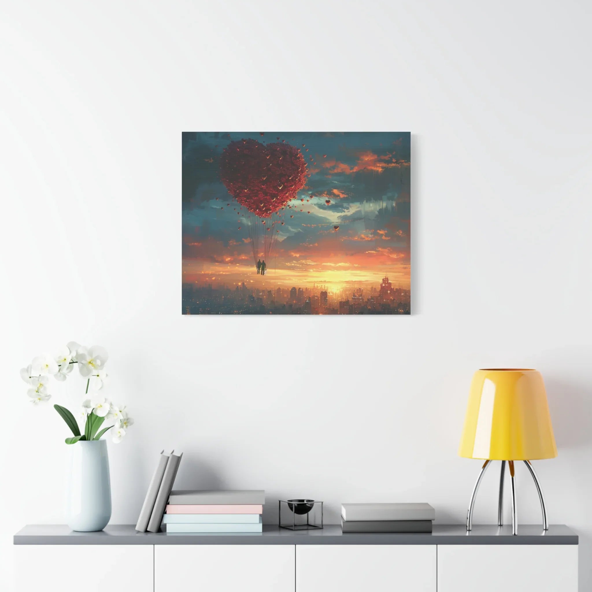 Romantic Canvas Wall Art, Love, Heart Balloon Art, Gift for Couples, Valentines Wall Decor, Valentine's Day Women's Merchandise, Valentines - 250 USA Celebration