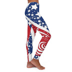 Patriotic Stars Swirls American Flag Spandex Leggings