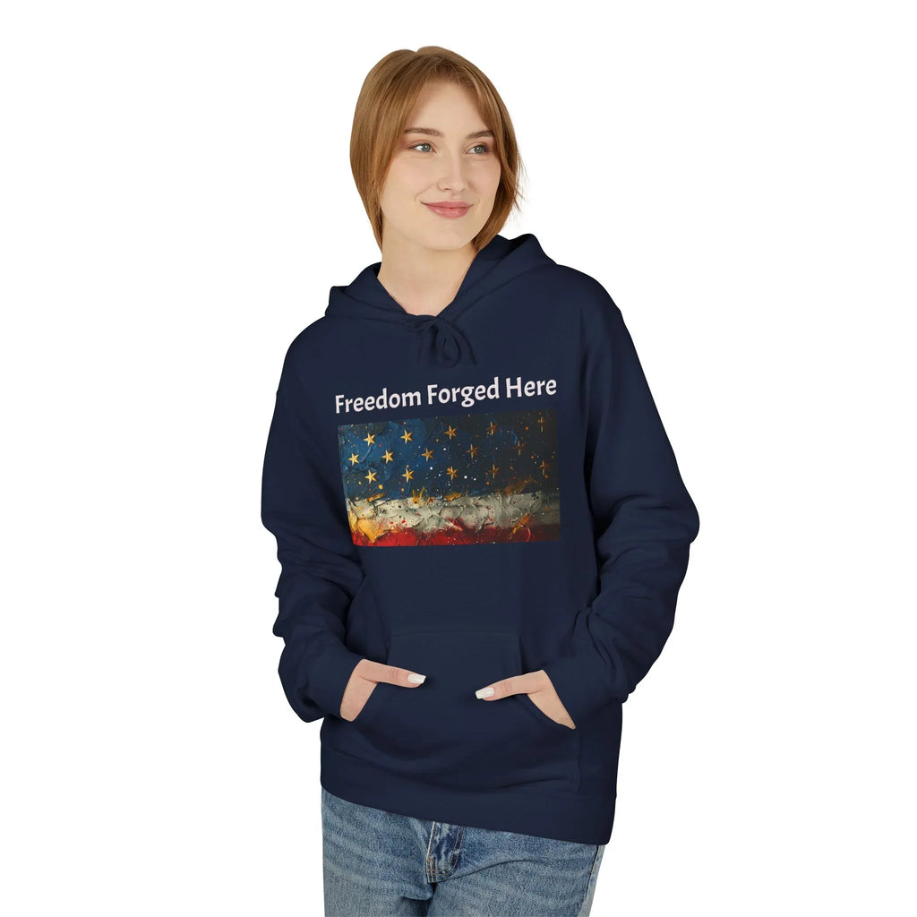 Freedom Forged Here American Flag Hoodie | Patriotic USA - 250 USA Celebration